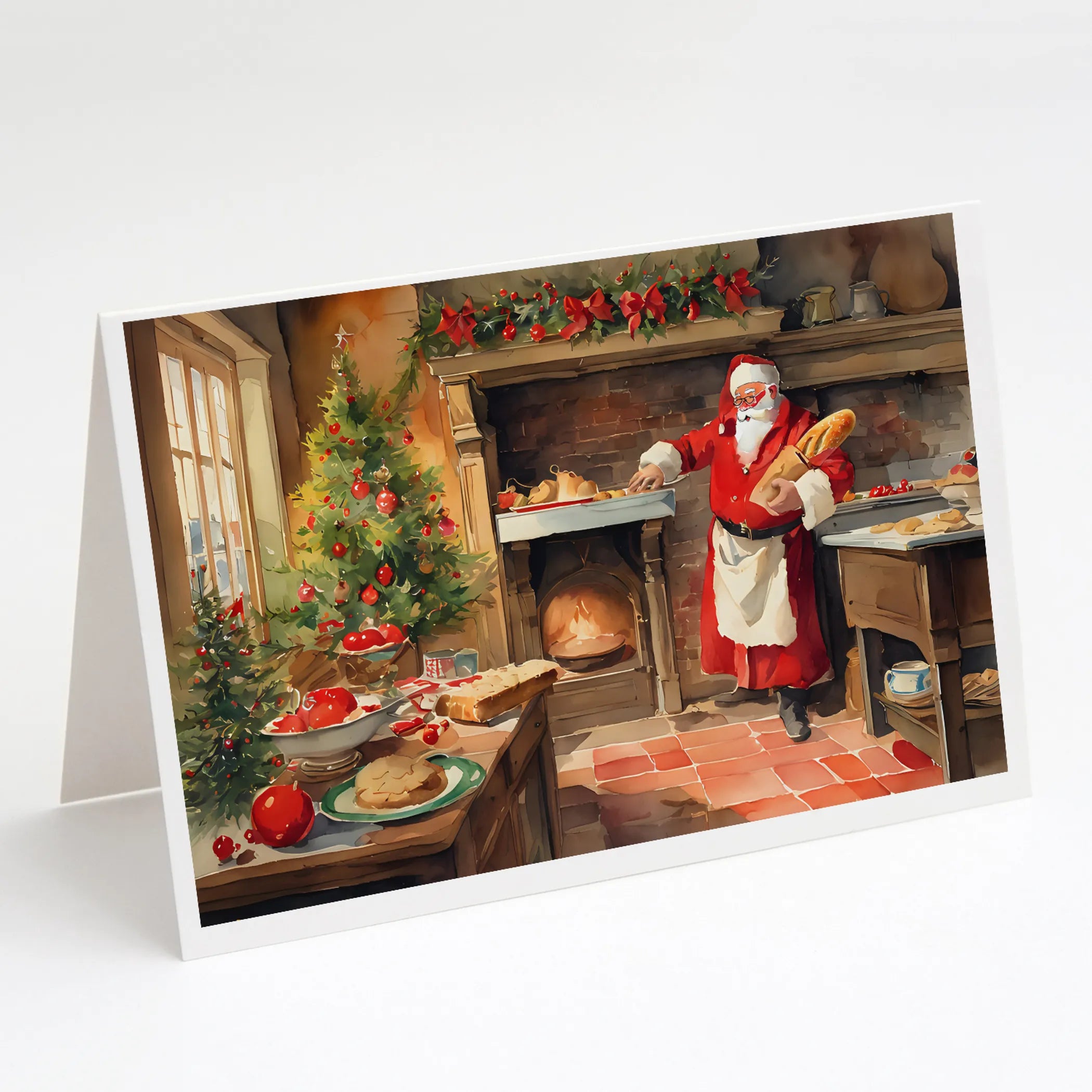 Cookies with Santa Claus Greeting Cards  - Size: 5X7 | Pack Of: 8 | Collection name: Cookies with santa claus