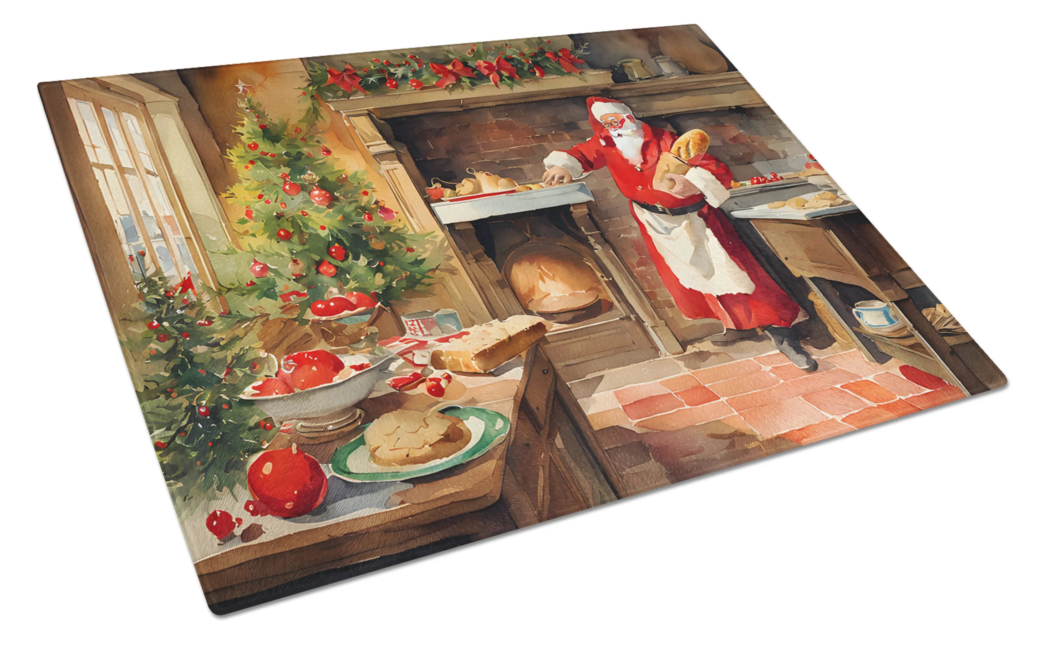 Cookies with Santa Claus Glass Cutting Board - Size: LARGE | Pack Of: 1 | Collection name: Cookies with santa claus