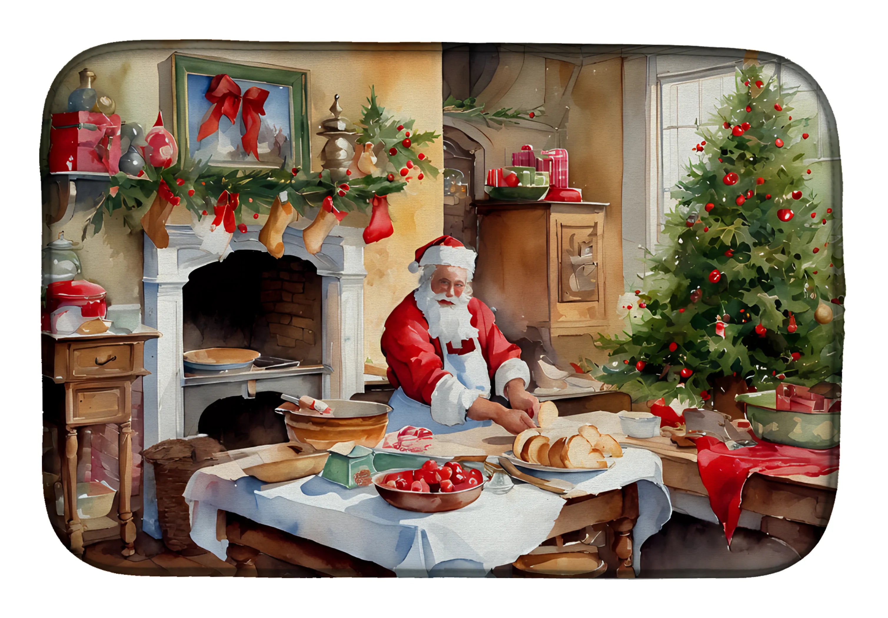 Cookies with Santa Claus Dish Drying Mat - Size: 14  X 21" | Pack Of: 1 | Collection name: Cookies with santa claus