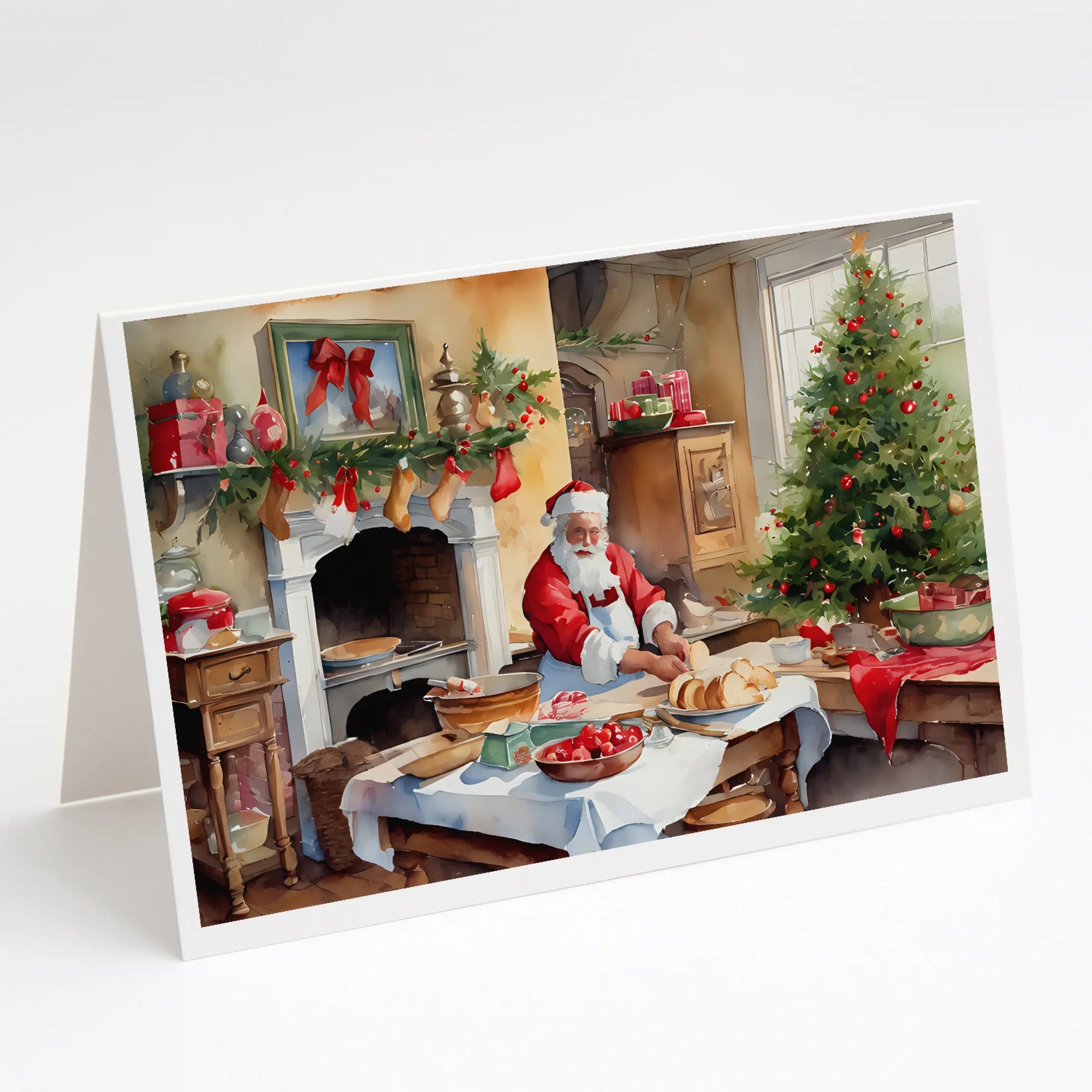 Cookies with Santa Claus Greeting Cards  - Size: 5X7 | Pack Of: 8 | Collection name: Cookies with santa claus