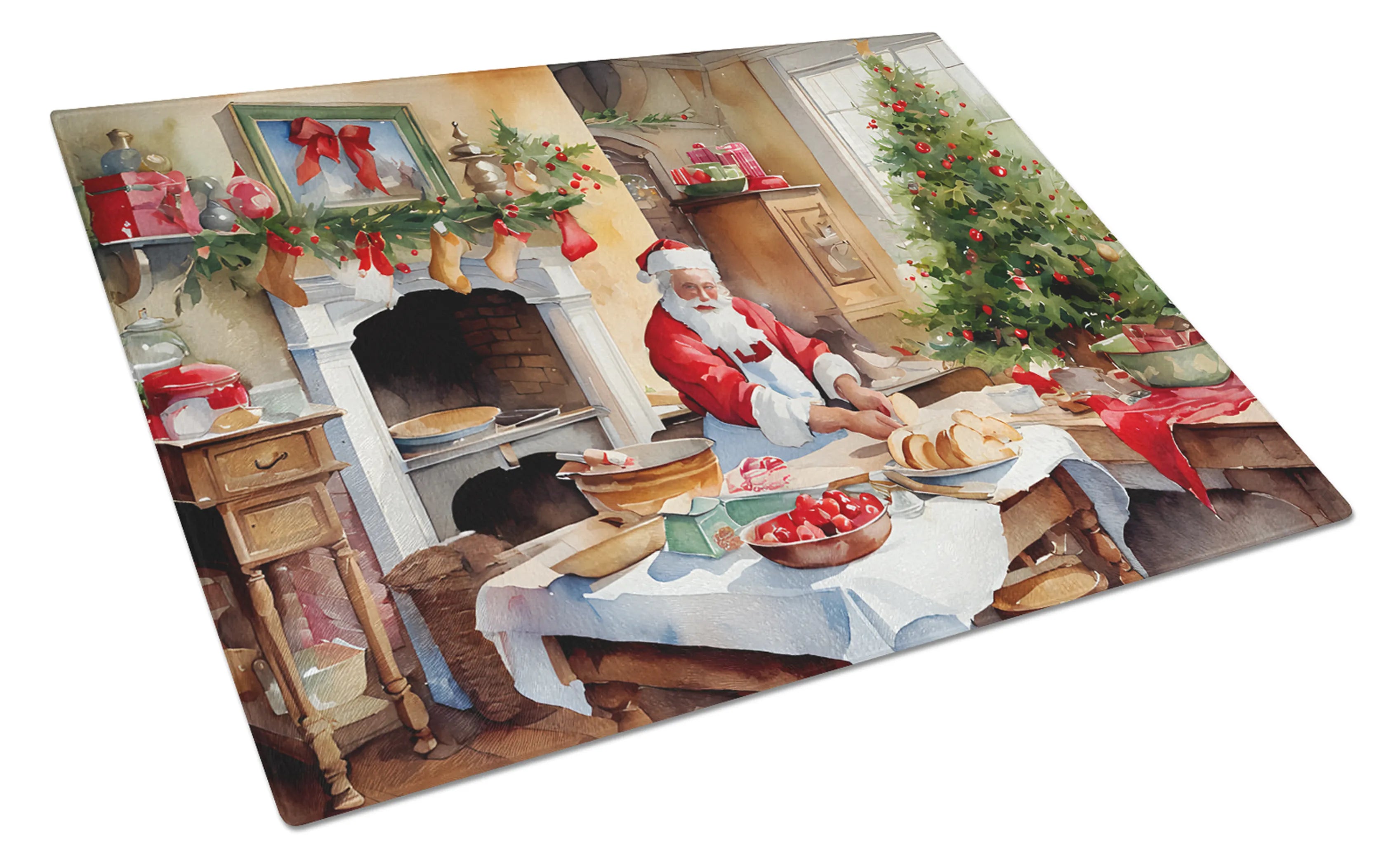 Cookies with Santa Claus Glass Cutting Board - Size: LARGE | Pack Of: 1 | Collection name: Cookies with santa claus