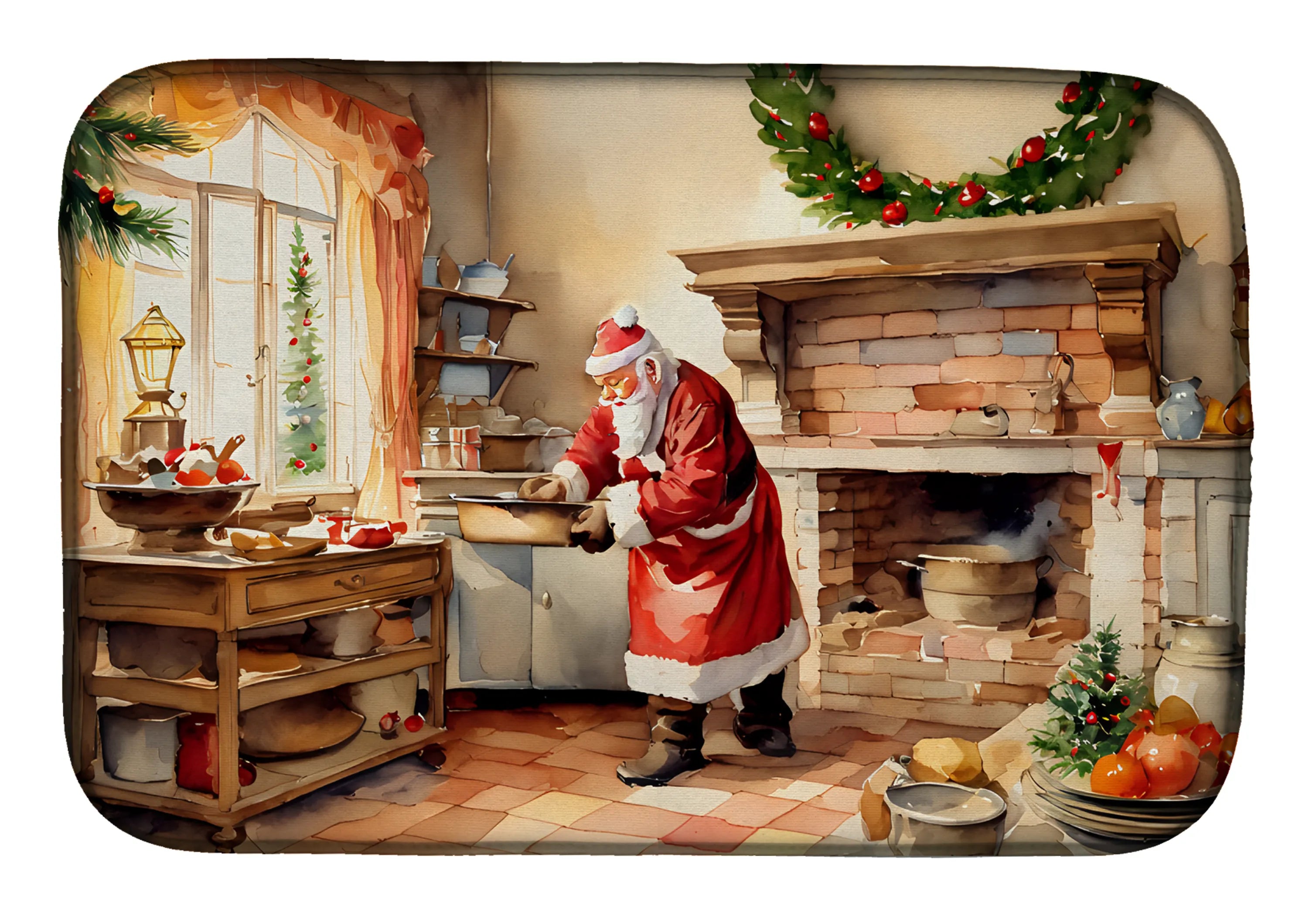 Cookies with Santa Claus Dish Drying Mat - Size: 14  X 21" | Pack Of: 1 | Collection name: Cookies with santa claus
