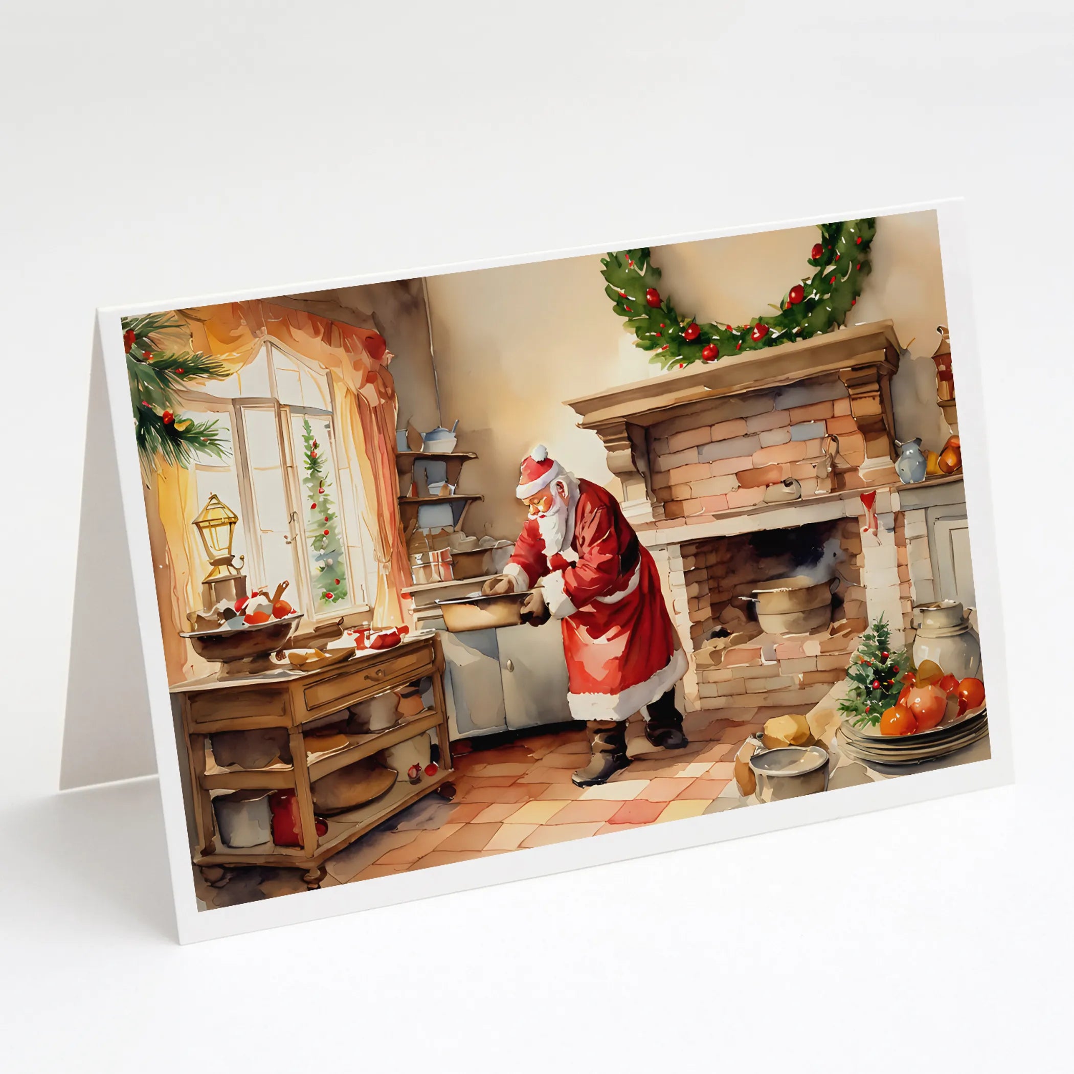 Cookies with Santa Claus Greeting Cards  - Size: 5X7 | Pack Of: 8 | Collection name: Cookies with santa claus