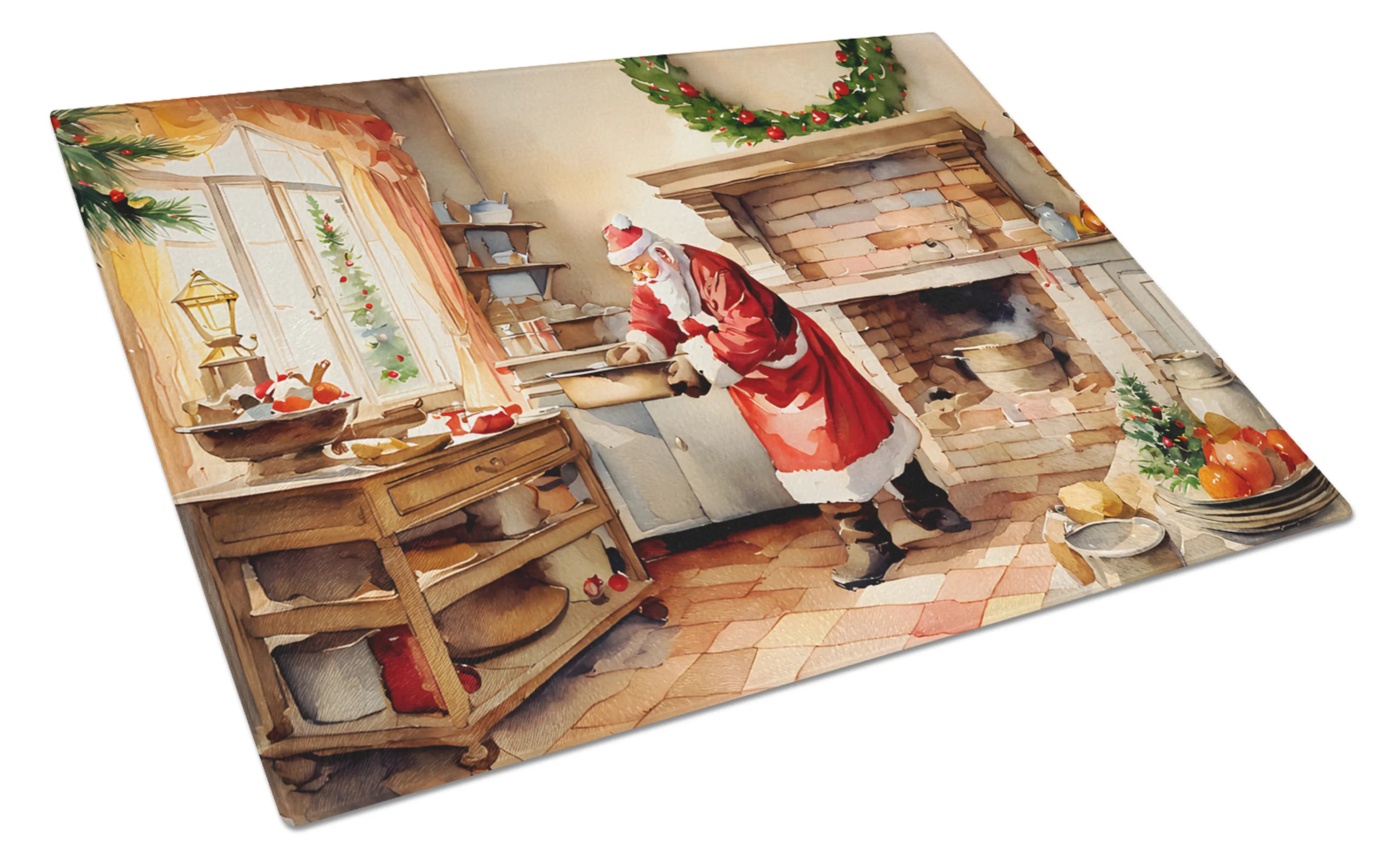Cookies with Santa Claus Glass Cutting Board - Size: LARGE | Pack Of: 1 | Collection name: Cookies with santa claus