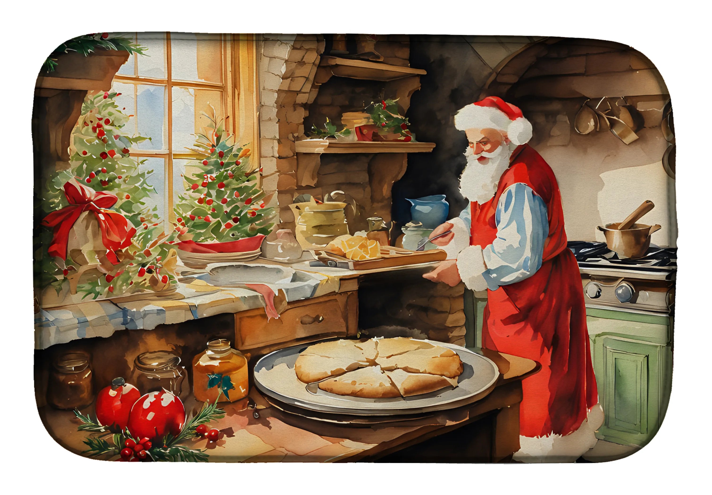 Cookies with Santa Claus Dish Drying Mat - Size: 14  X 21" | Pack Of: 1 | Collection name: Cookies with santa claus