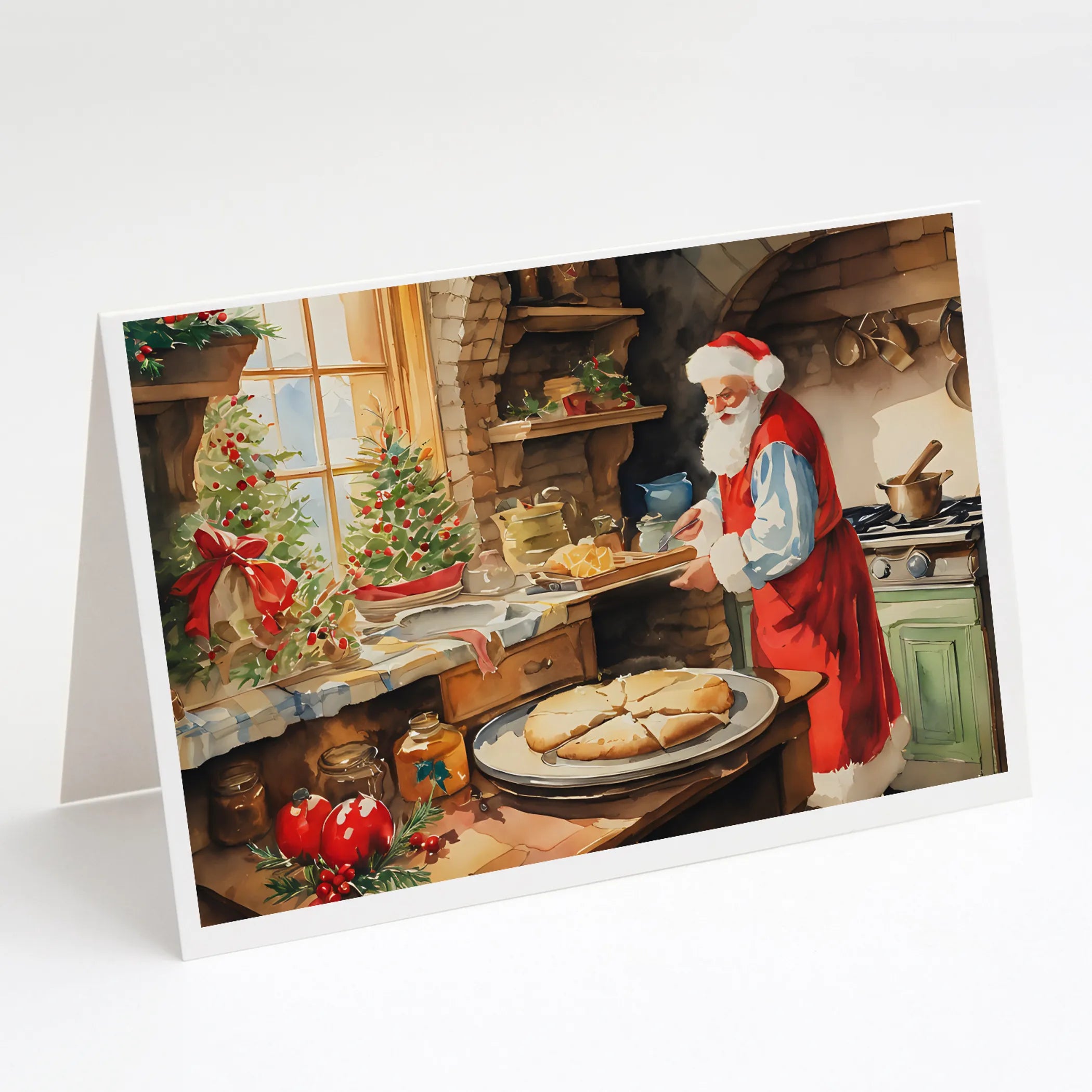 Cookies with Santa Claus Greeting Cards  - Size: 5X7 | Pack Of: 8 | Collection name: Cookies with santa claus