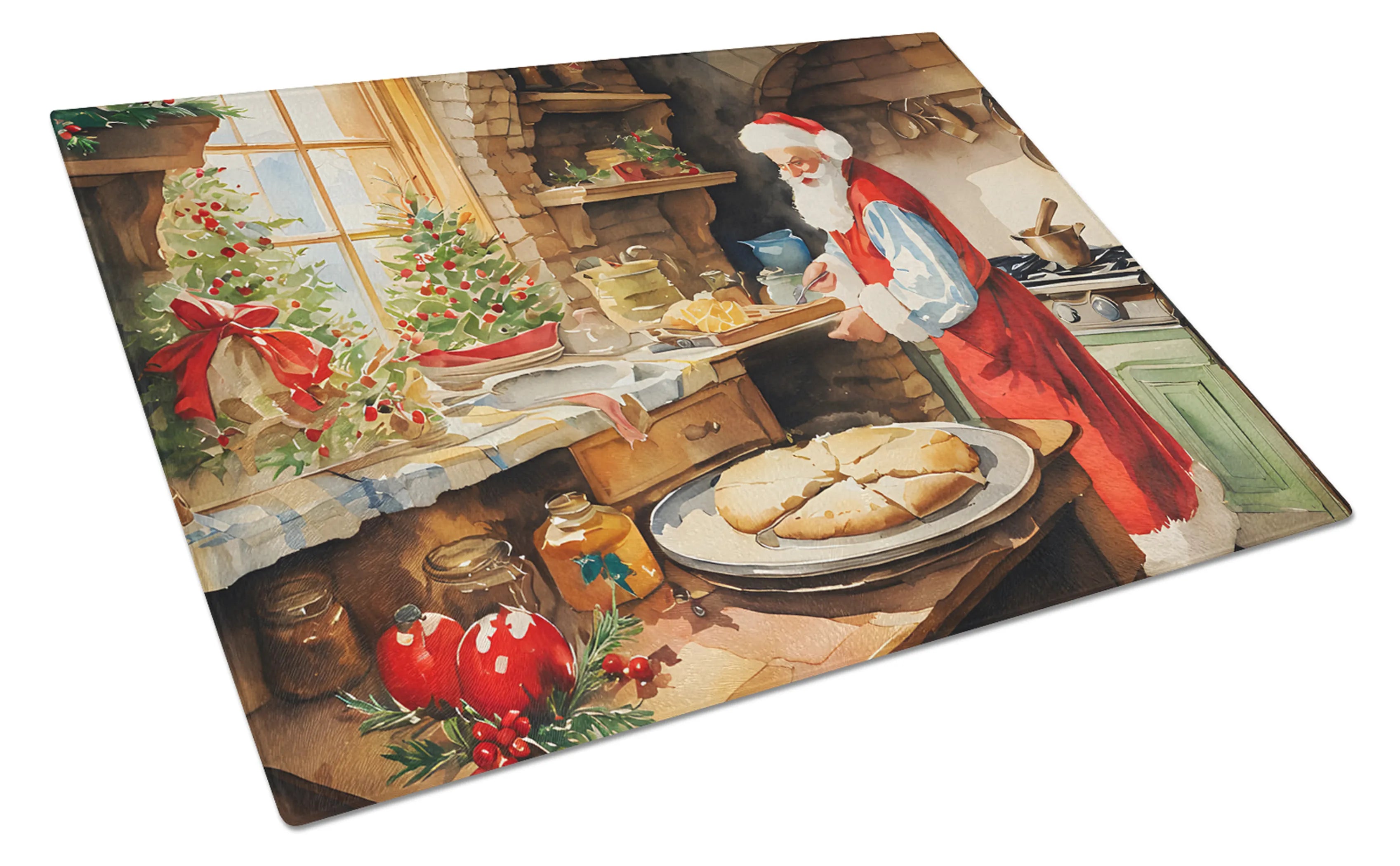 Cookies with Santa Claus Glass Cutting Board - Size: LARGE | Pack Of: 1 | Collection name: Cookies with santa claus