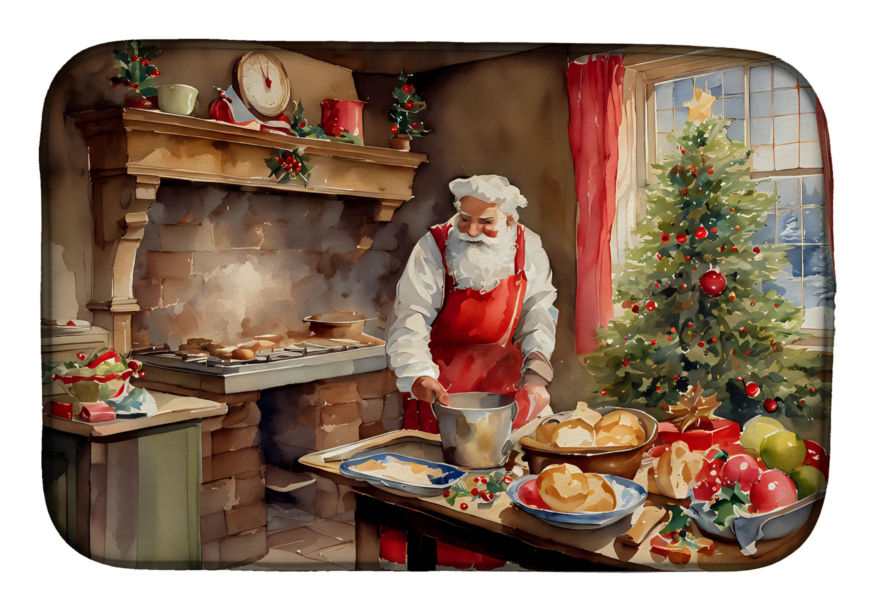 Cookies with Santa Claus Dish Drying Mat - Size: 14  X 21" | Pack Of: 1 | Collection name: Cookies with santa claus