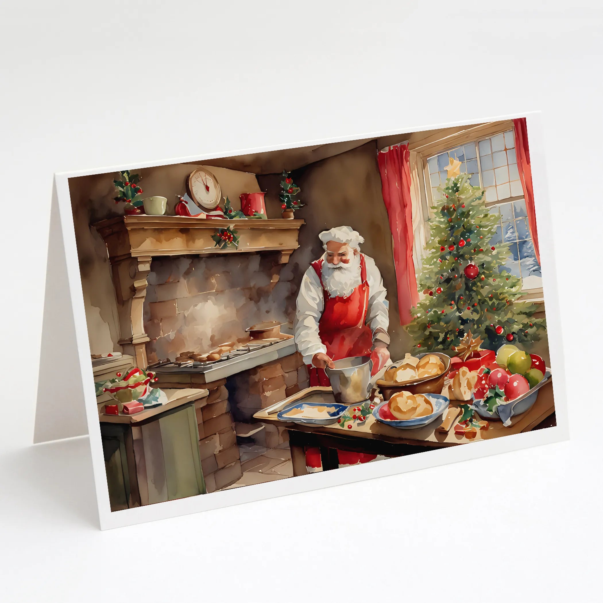 Cookies with Santa Claus Greeting Cards  - Size: 5X7 | Pack Of: 8 | Collection name: Cookies with santa claus