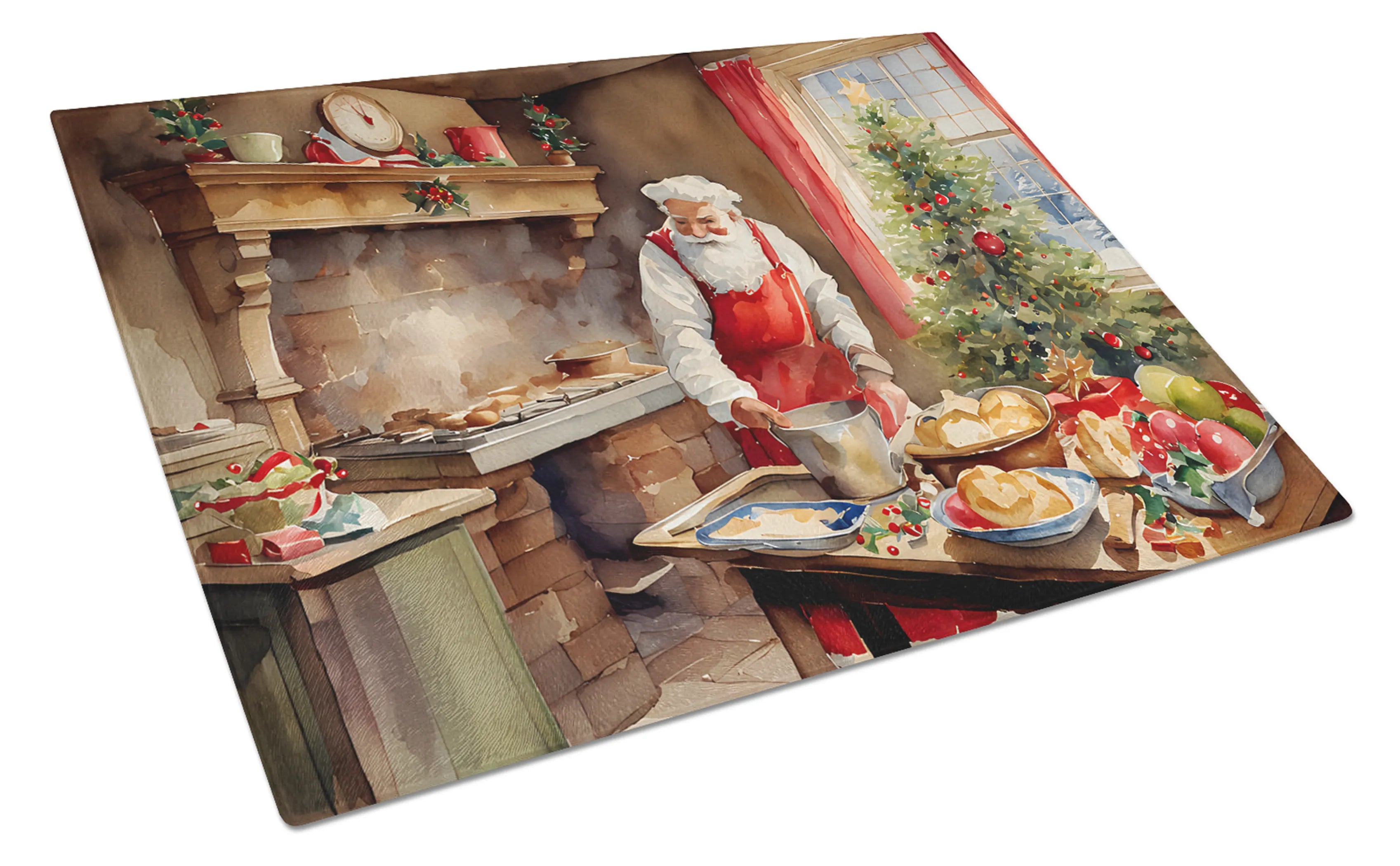 Cookies with Santa Claus Glass Cutting Board - Size: LARGE | Pack Of: 1 | Collection name: Cookies with santa claus