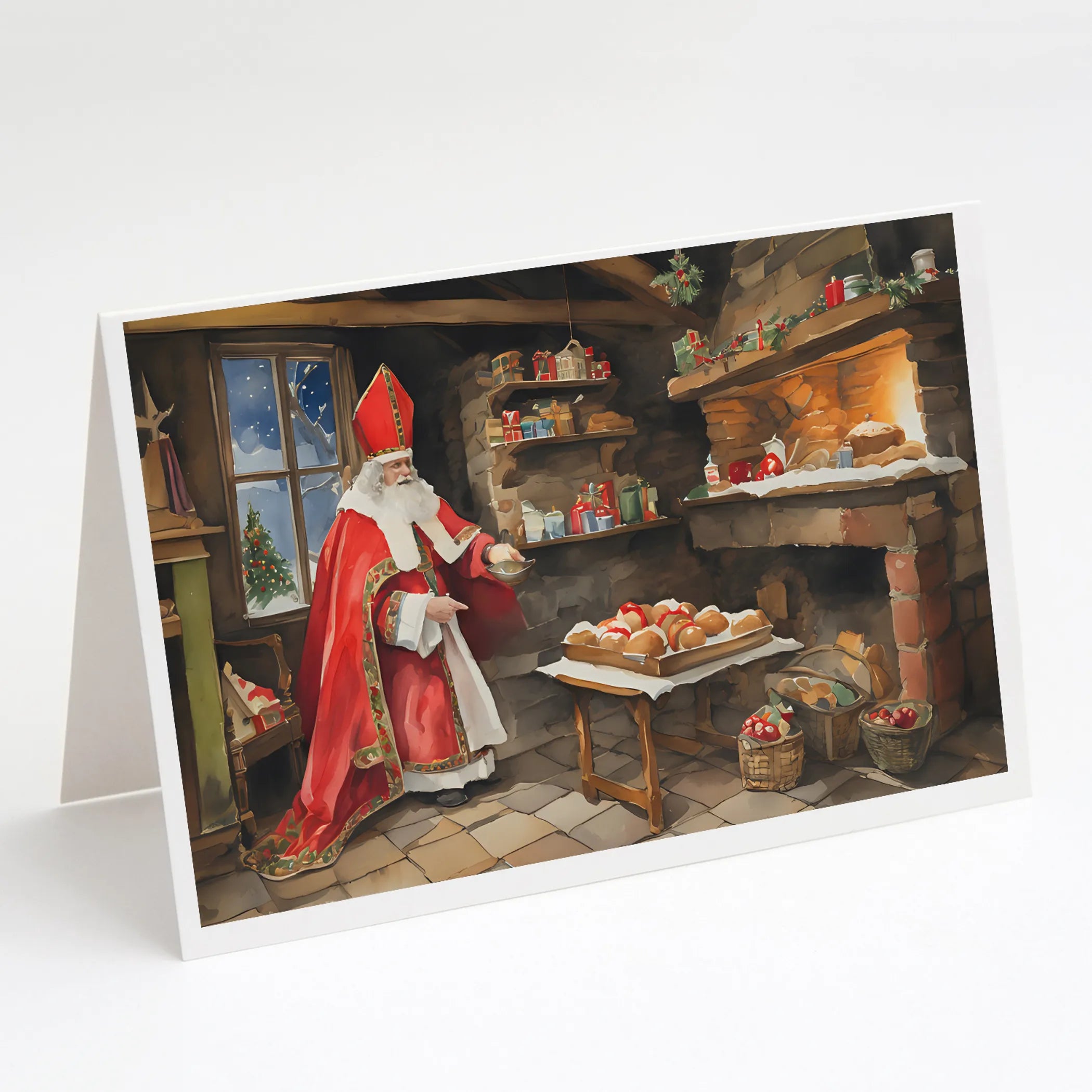 Cookies with Santa Claus Greeting Cards  - Size: 5X7 | Pack Of: 8 | Collection name: Cookies with santa claus