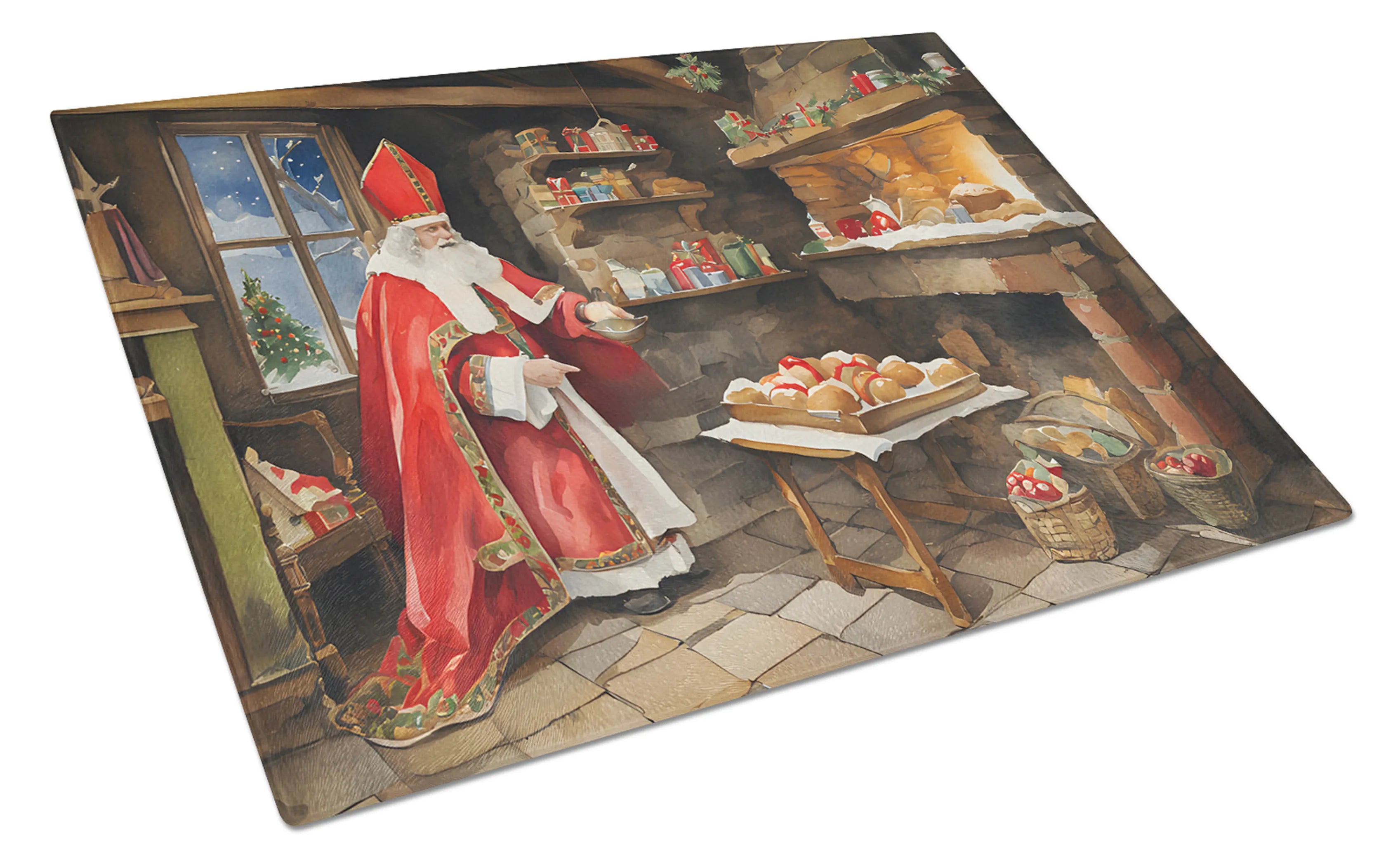 Cookies with Santa Claus Glass Cutting Board - Size: LARGE | Pack Of: 1 | Collection name: Cookies with santa claus