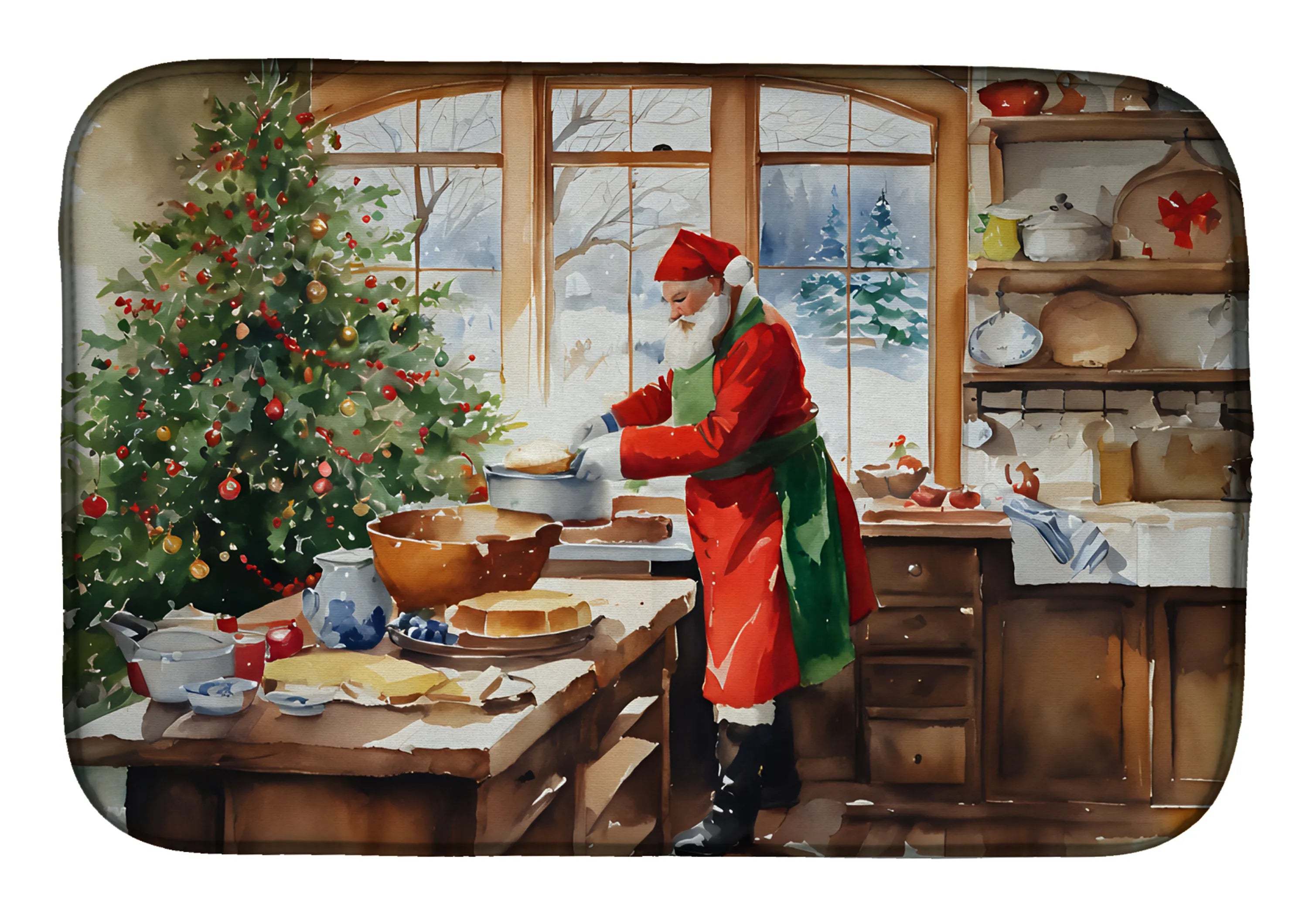 Cookies with Santa Claus Dish Drying Mat - Size: 14  X 21" | Pack Of: 1 | Collection name: Cookies with santa claus