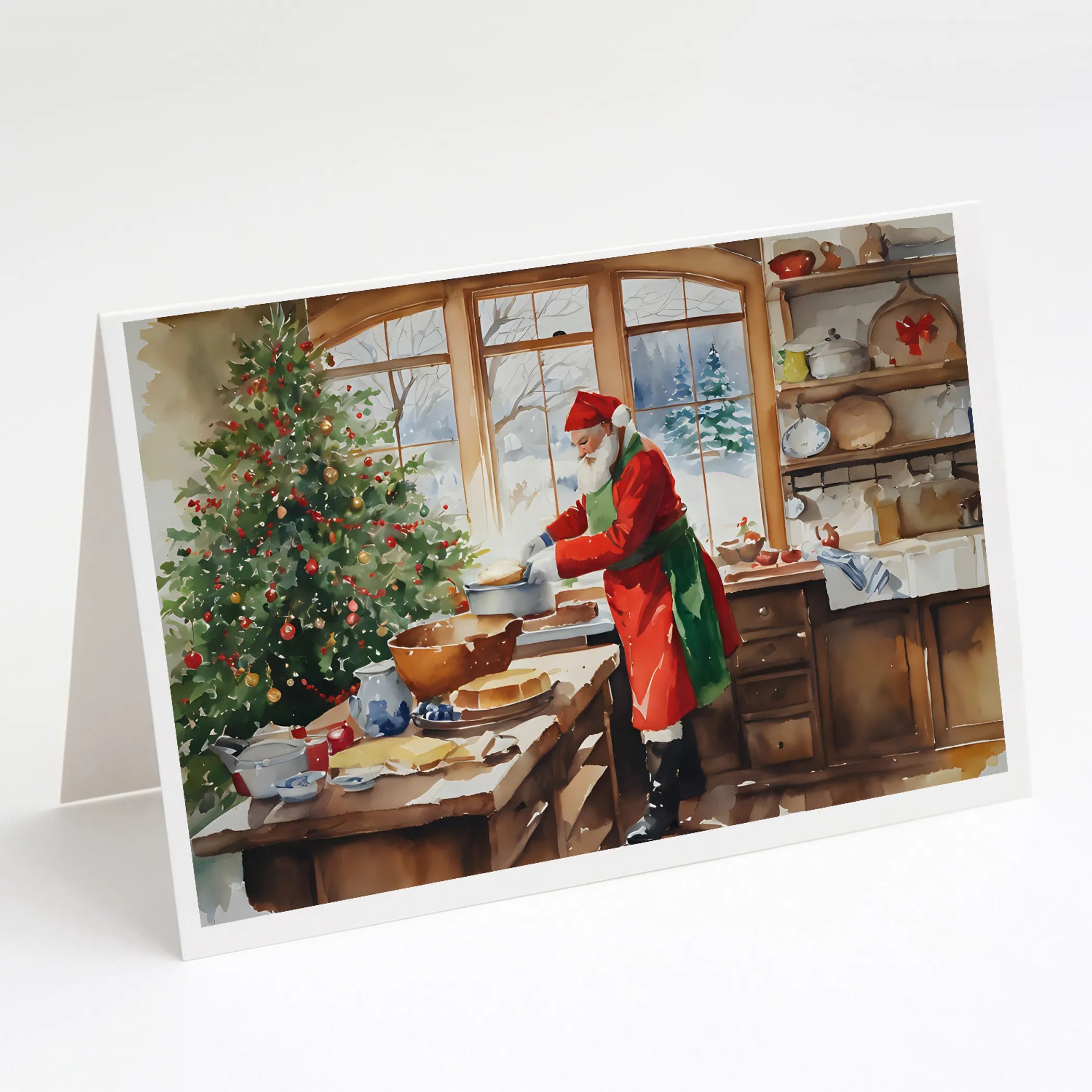 Cookies with Santa Claus Greeting Cards  - Size: 5X7 | Pack Of: 8 | Collection name: Cookies with santa claus