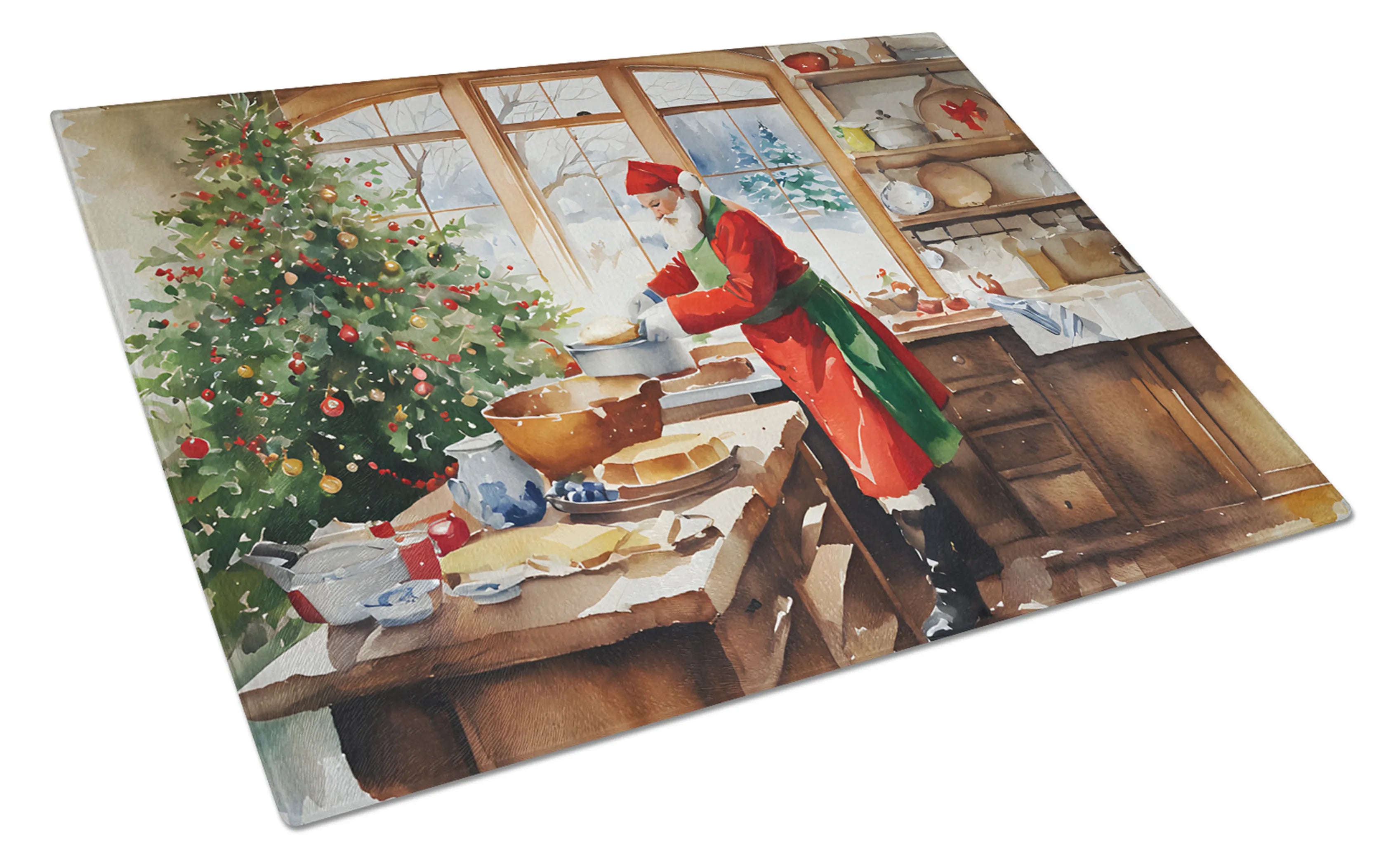 Cookies with Santa Claus Glass Cutting Board - Size: LARGE | Pack Of: 1 | Collection name: Cookies with santa claus