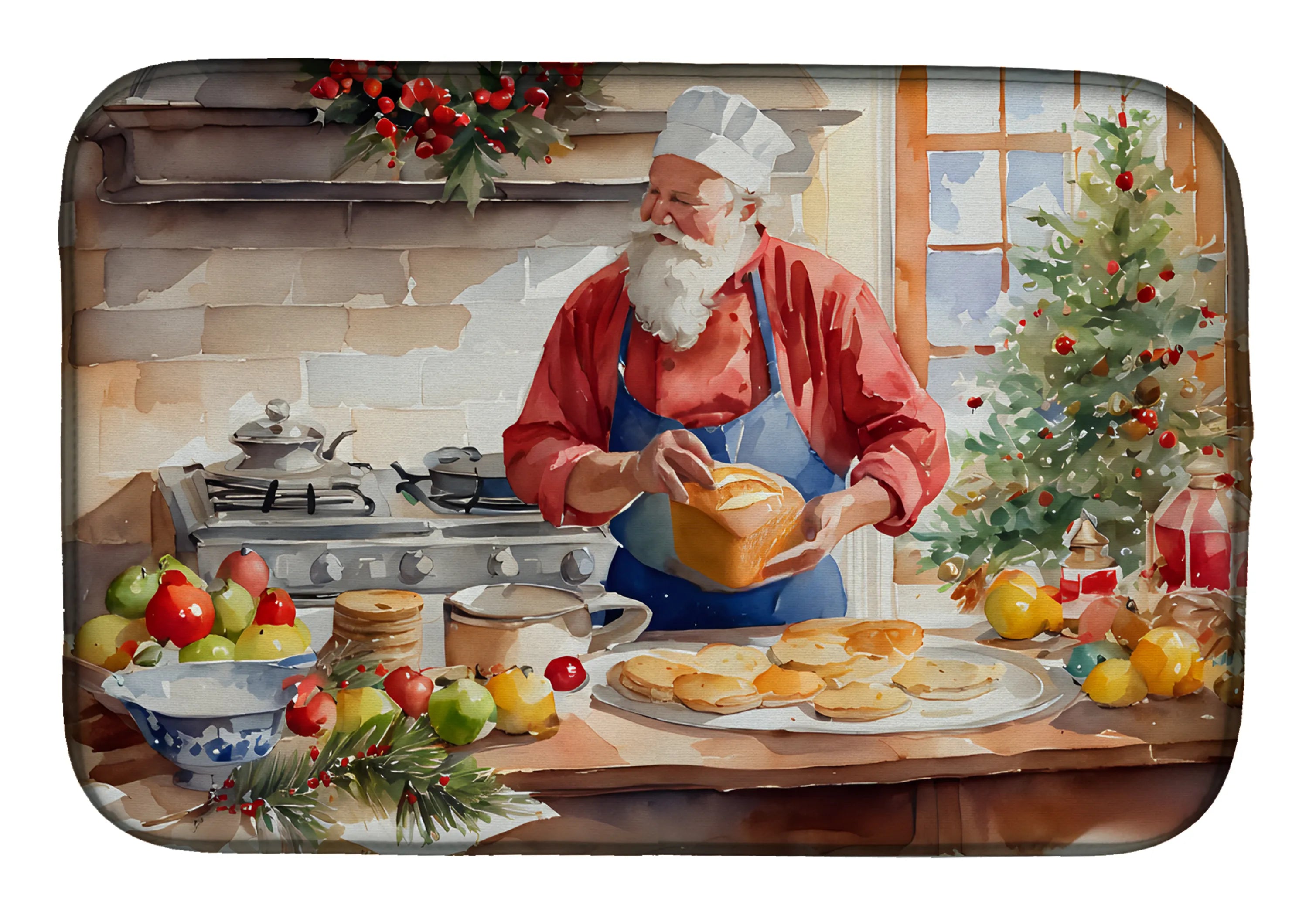 Cookies with Santa Claus Dish Drying Mat - Size: 14  X 21" | Pack Of: 1 | Collection name: Cookies with santa claus