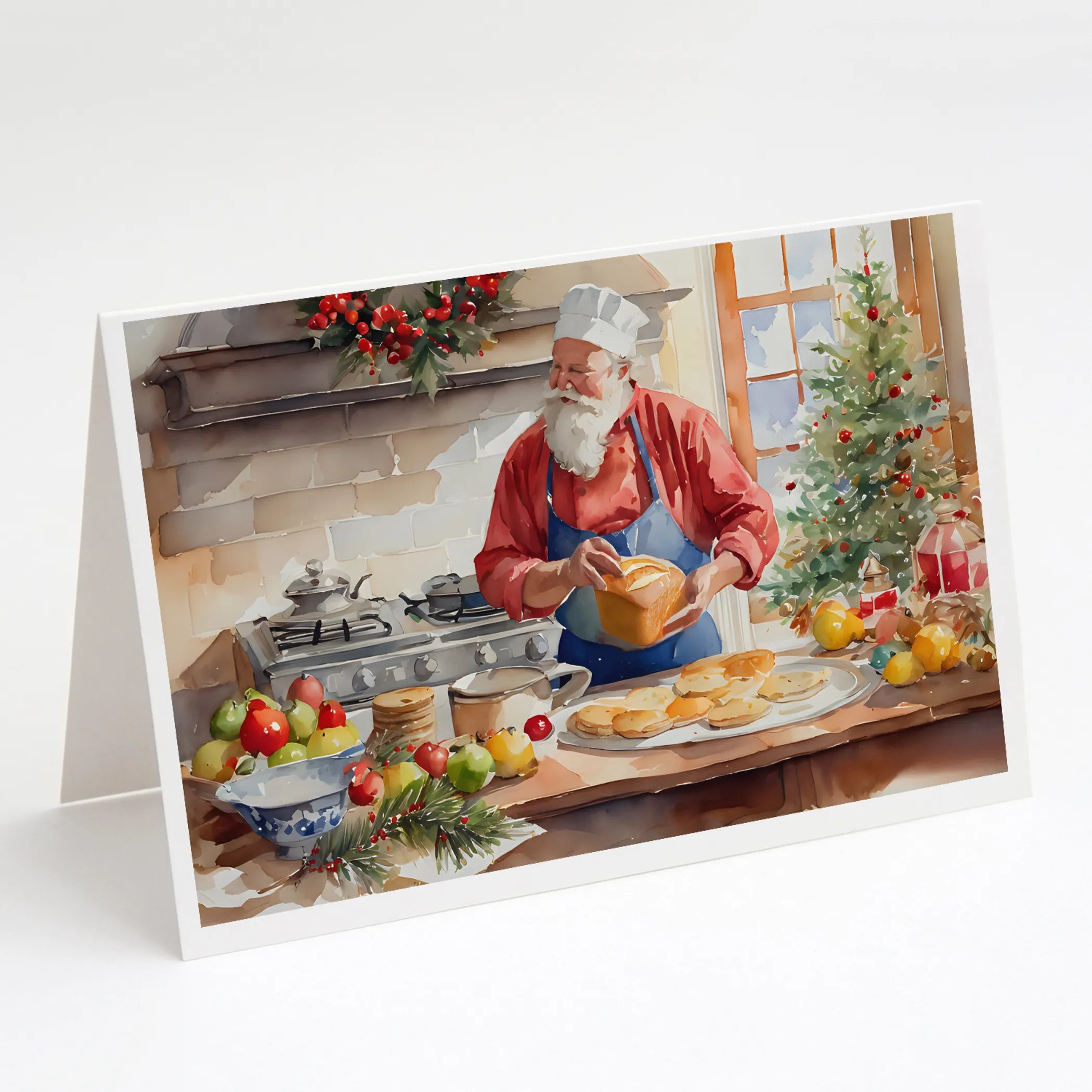 Cookies with Santa Claus Greeting Cards  - Size: 5X7 | Pack Of: 8 | Collection name: Cookies with santa claus
