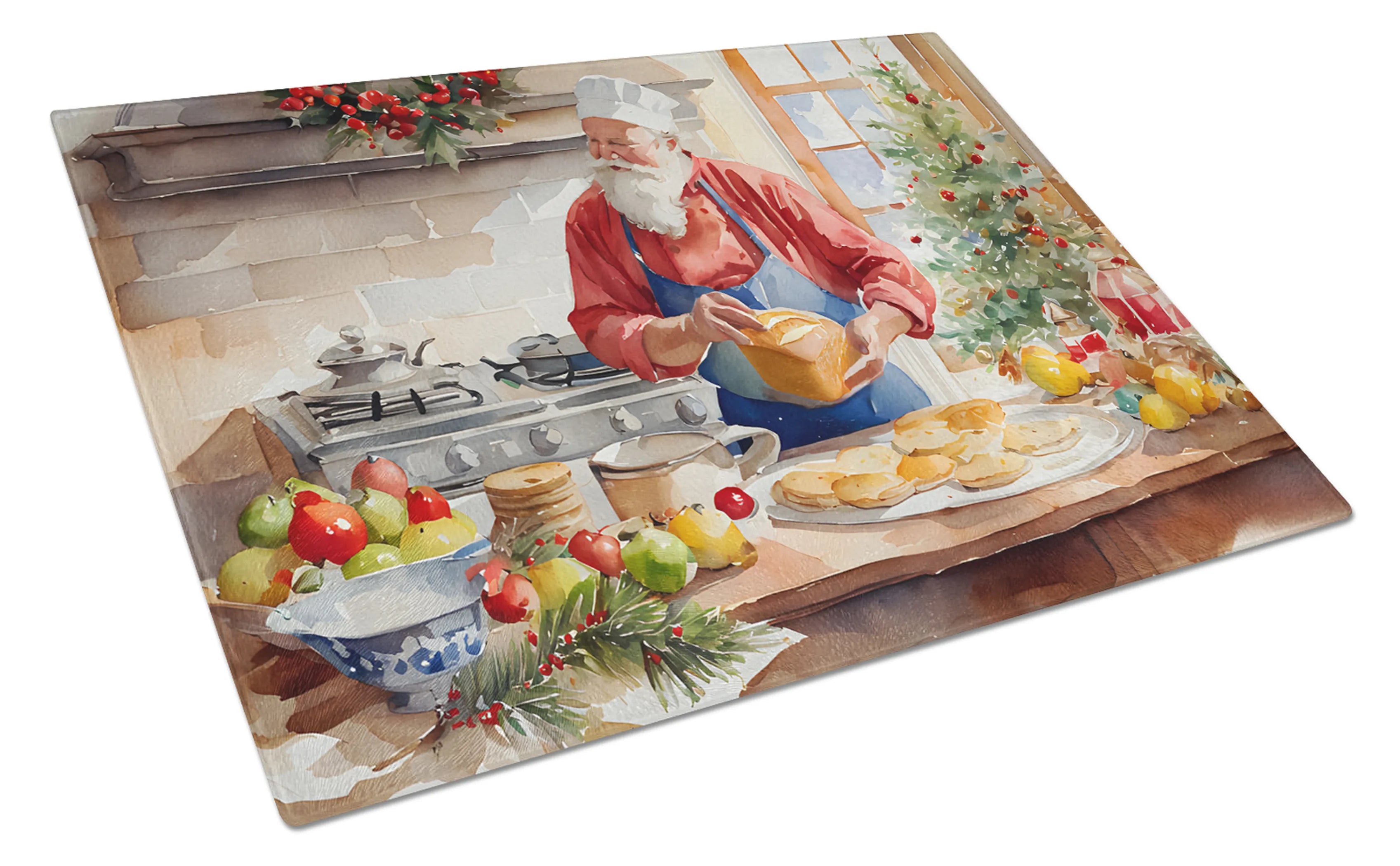 Cookies with Santa Claus Glass Cutting Board - Size: LARGE | Pack Of: 1 | Collection name: Cookies with santa claus