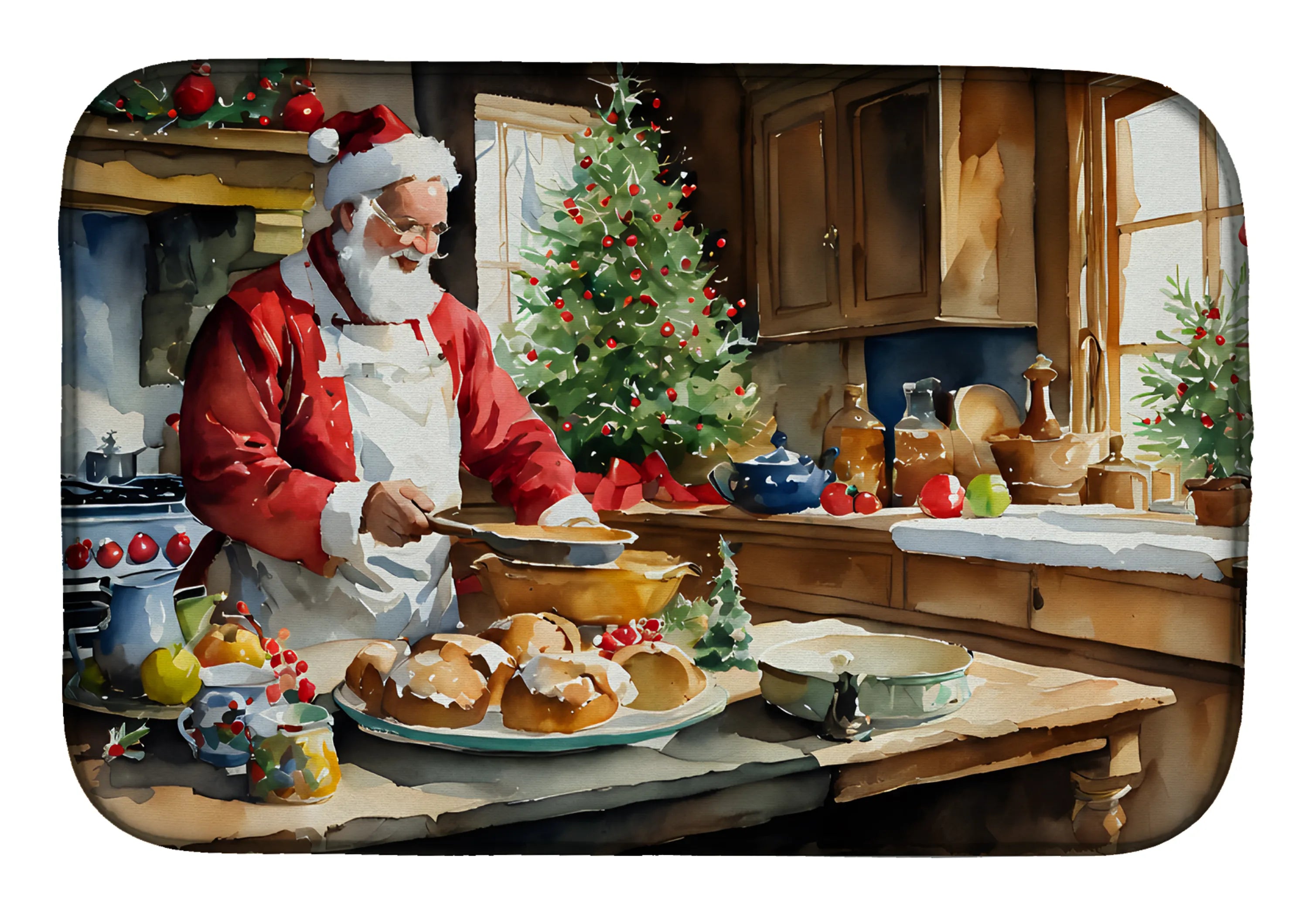 Cookies with Santa Claus Dish Drying Mat - Size: 14  X 21" | Pack Of: 1 | Collection name: Cookies with santa claus