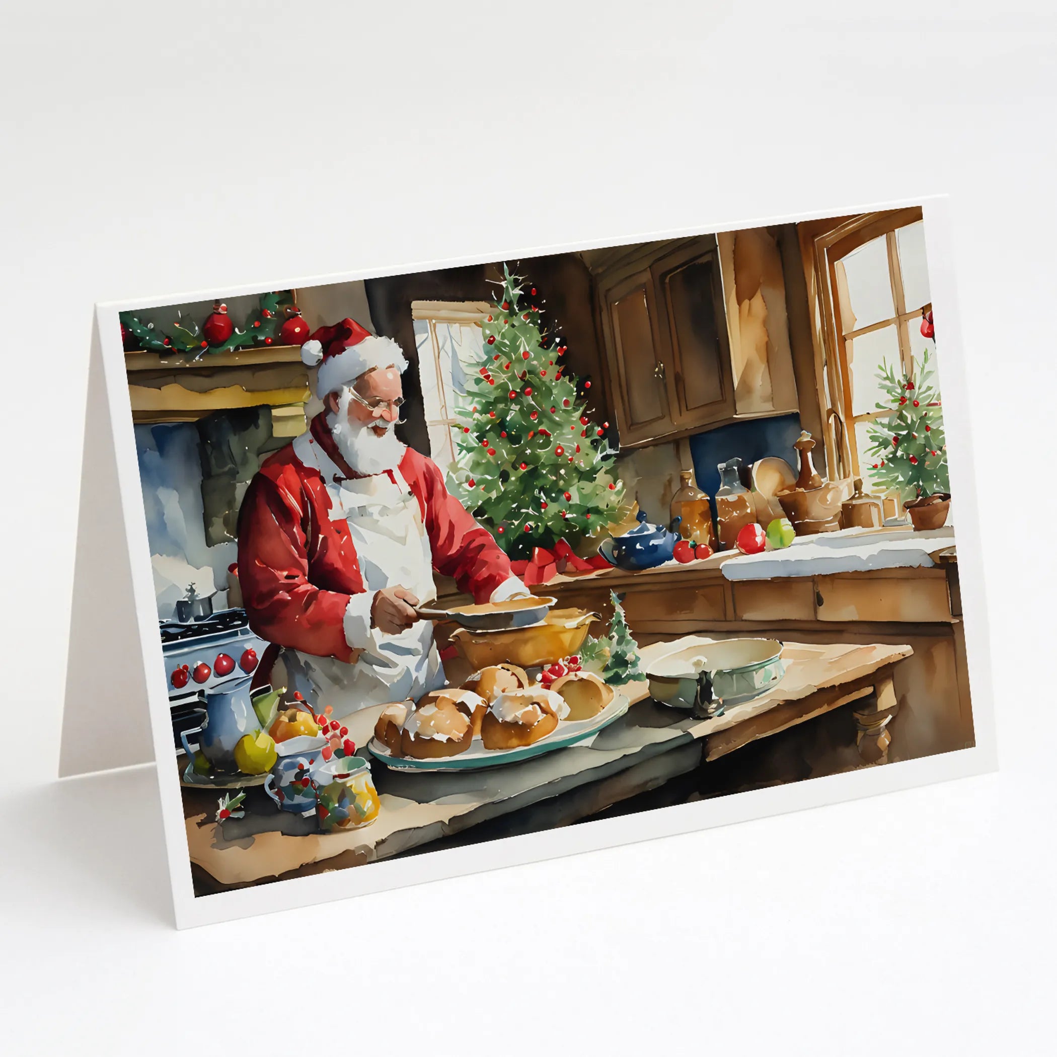 Cookies with Santa Claus Greeting Cards  - Size: 5X7 | Pack Of: 8 | Collection name: Cookies with santa claus