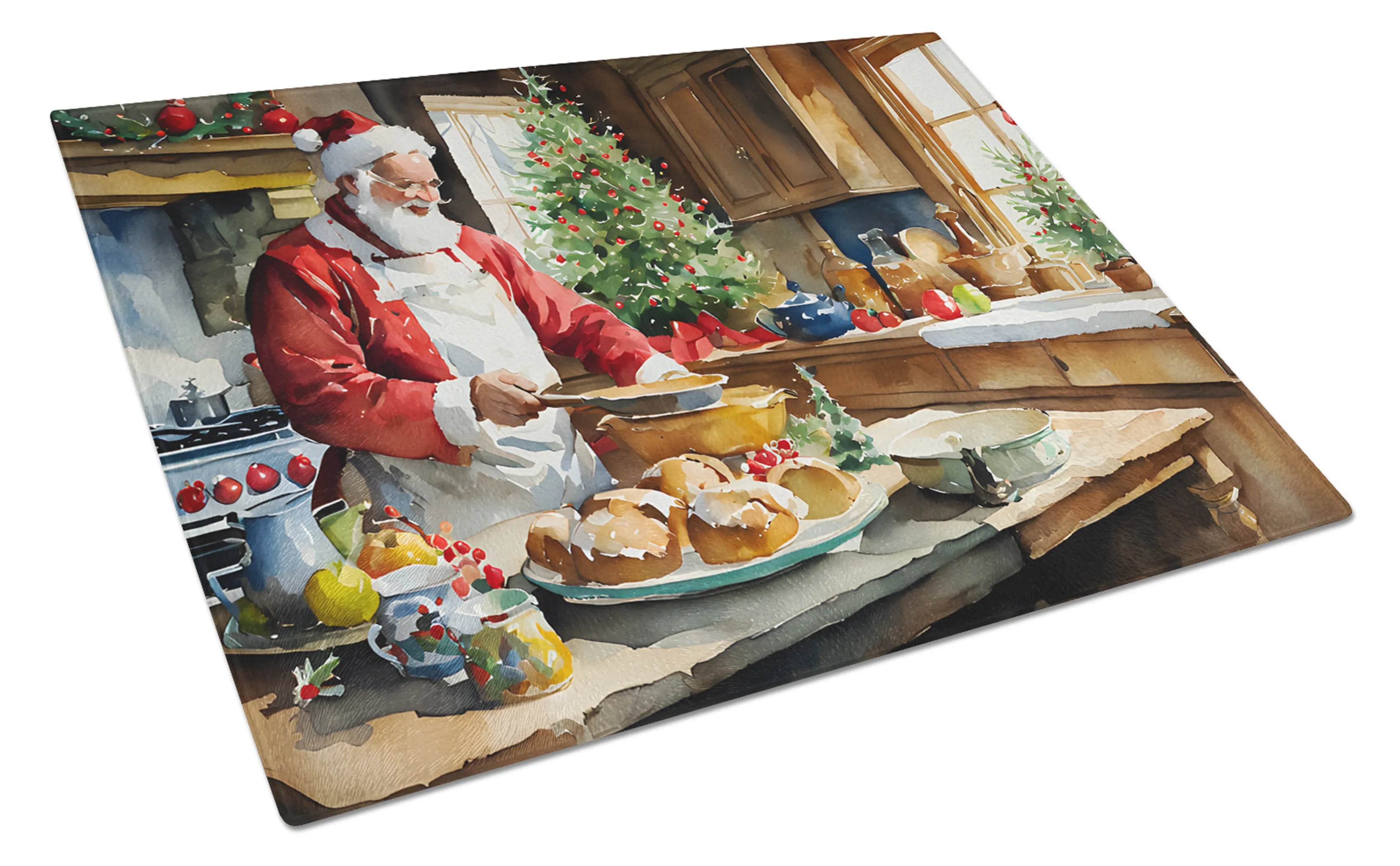 Cookies with Santa Claus Glass Cutting Board - Size: LARGE | Pack Of: 1 | Collection name: Cookies with santa claus
