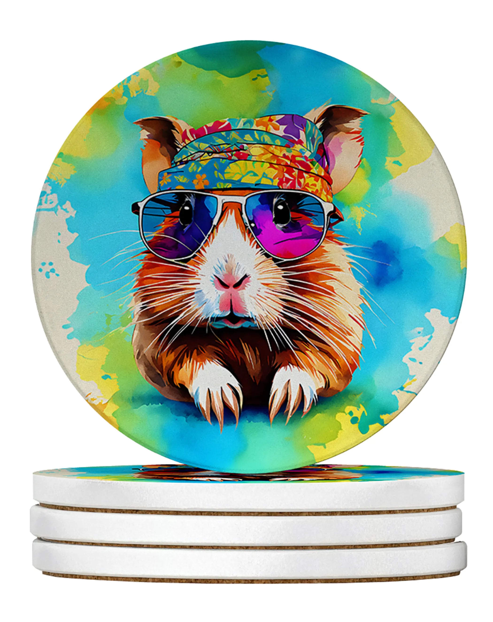 Hippie Animals Large Sandstone Coasters