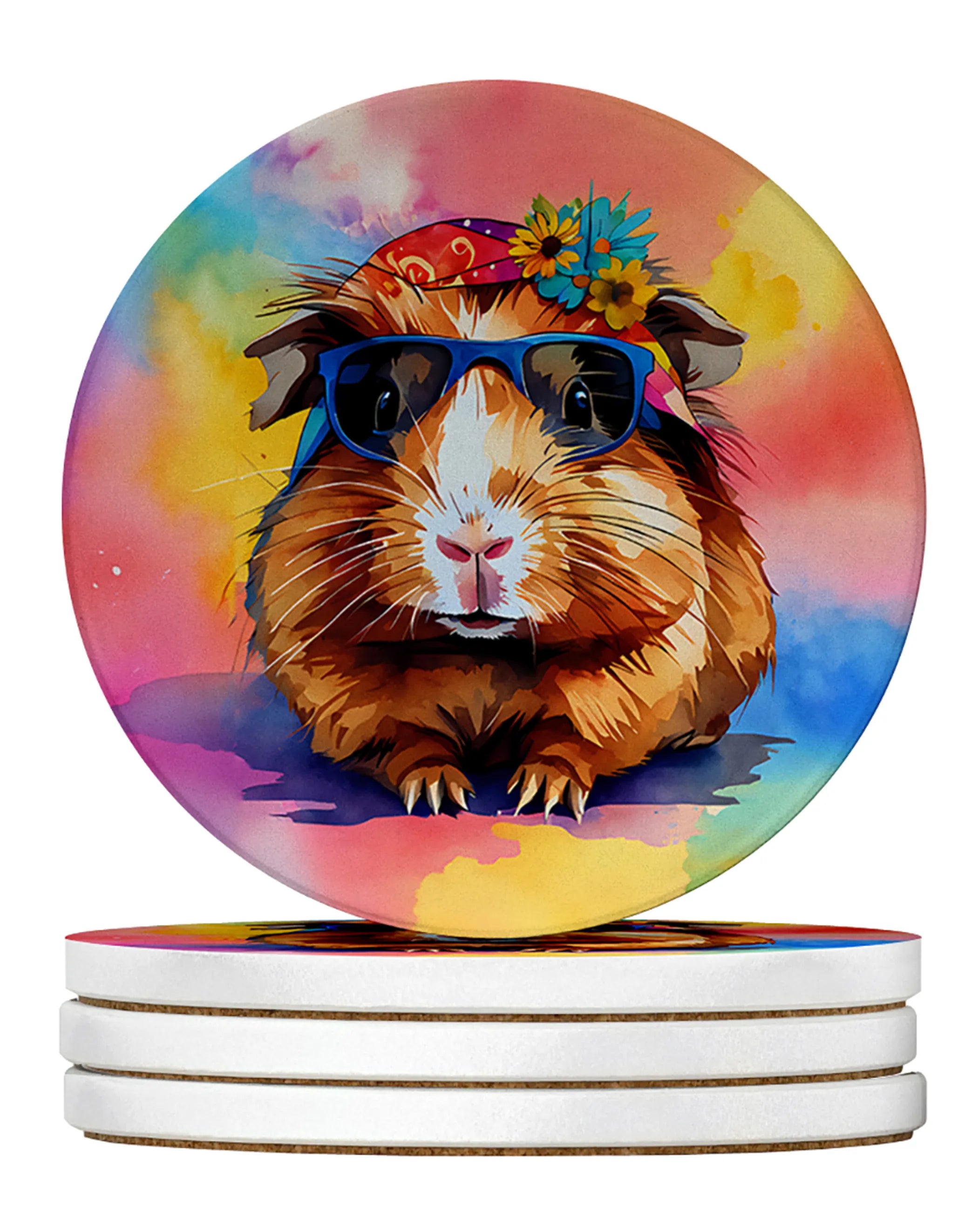 Hippie Animals Large Sandstone Coasters