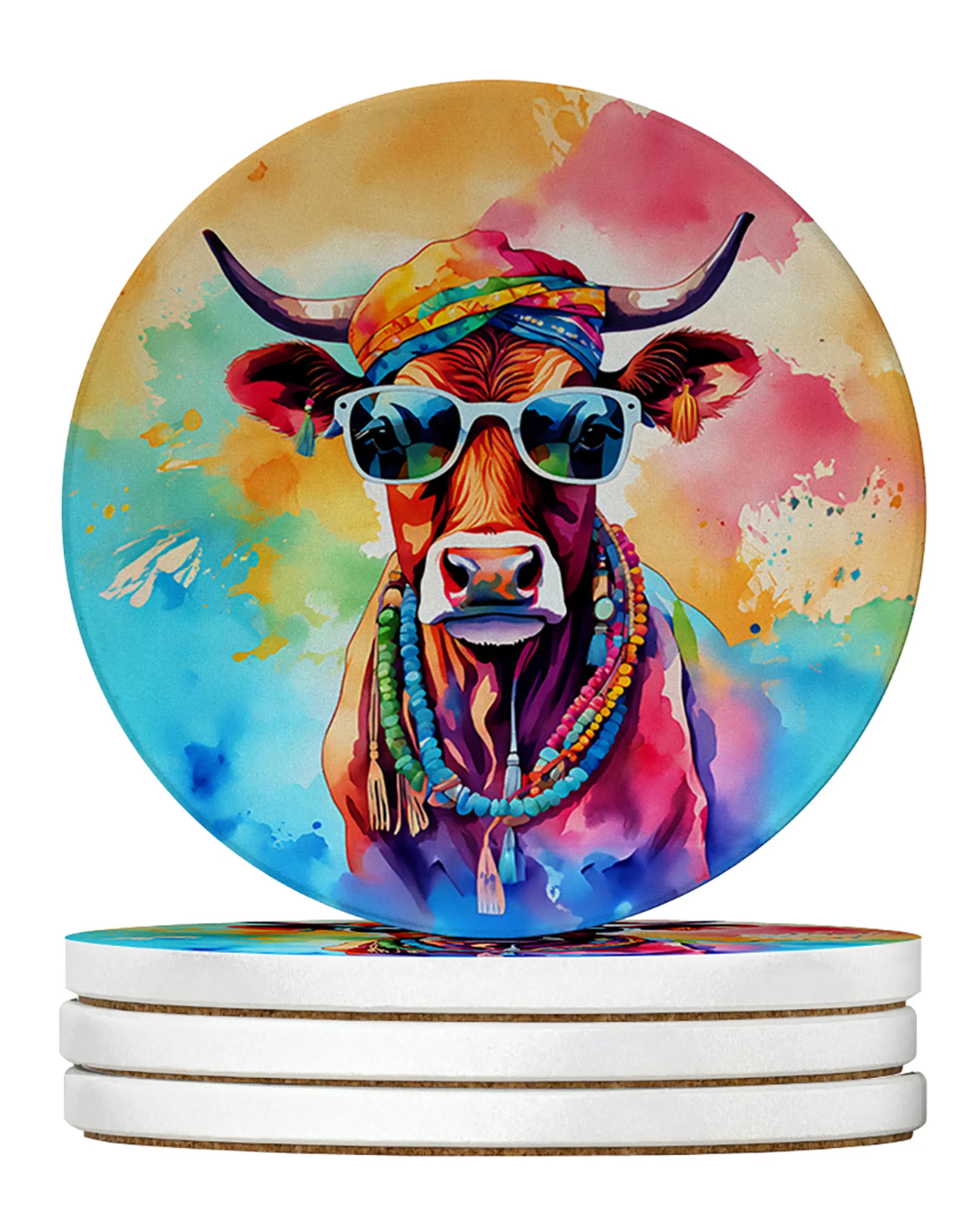 Hippie Animals Large Sandstone Coasters