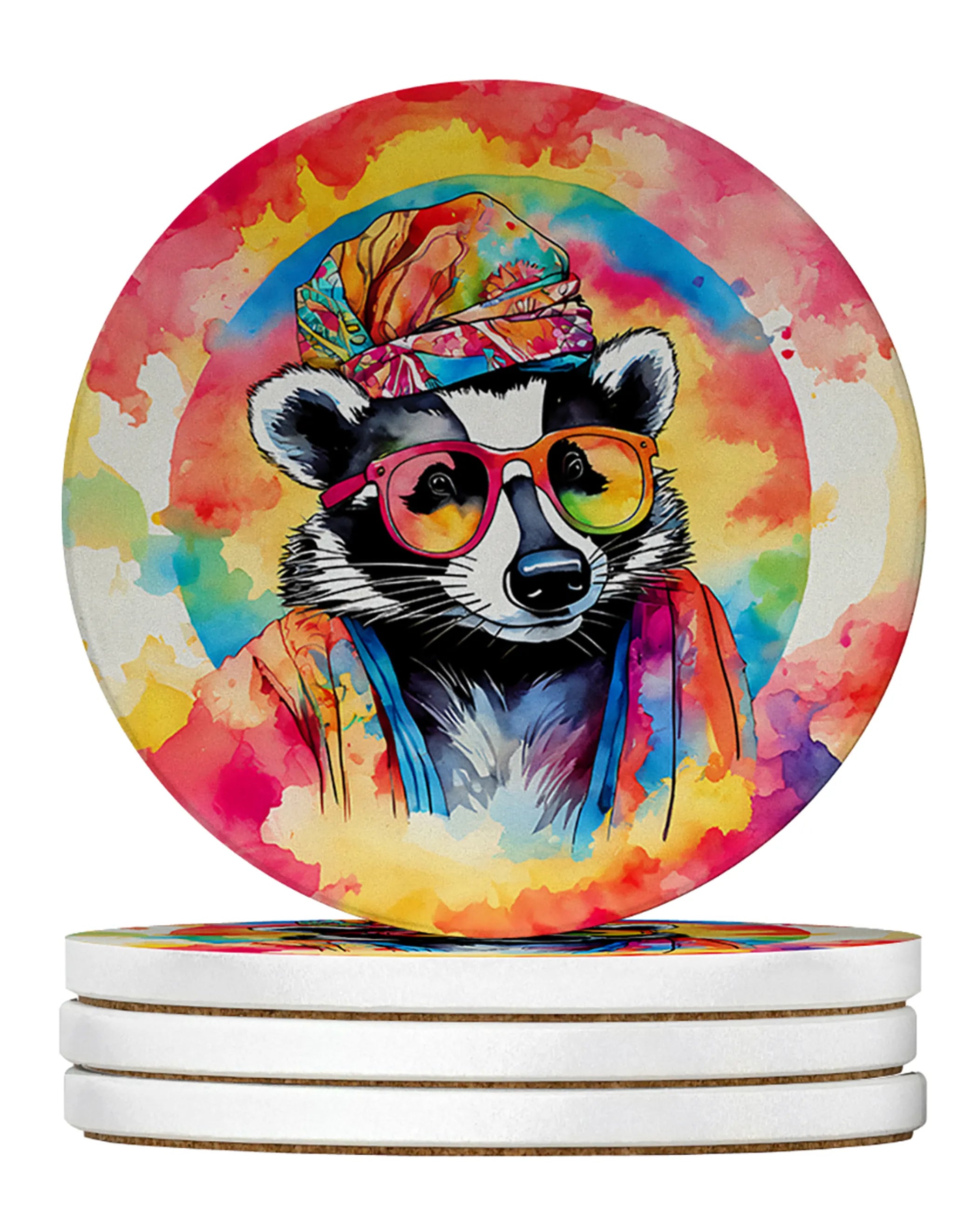 Hippie Animals Large Sandstone Coasters