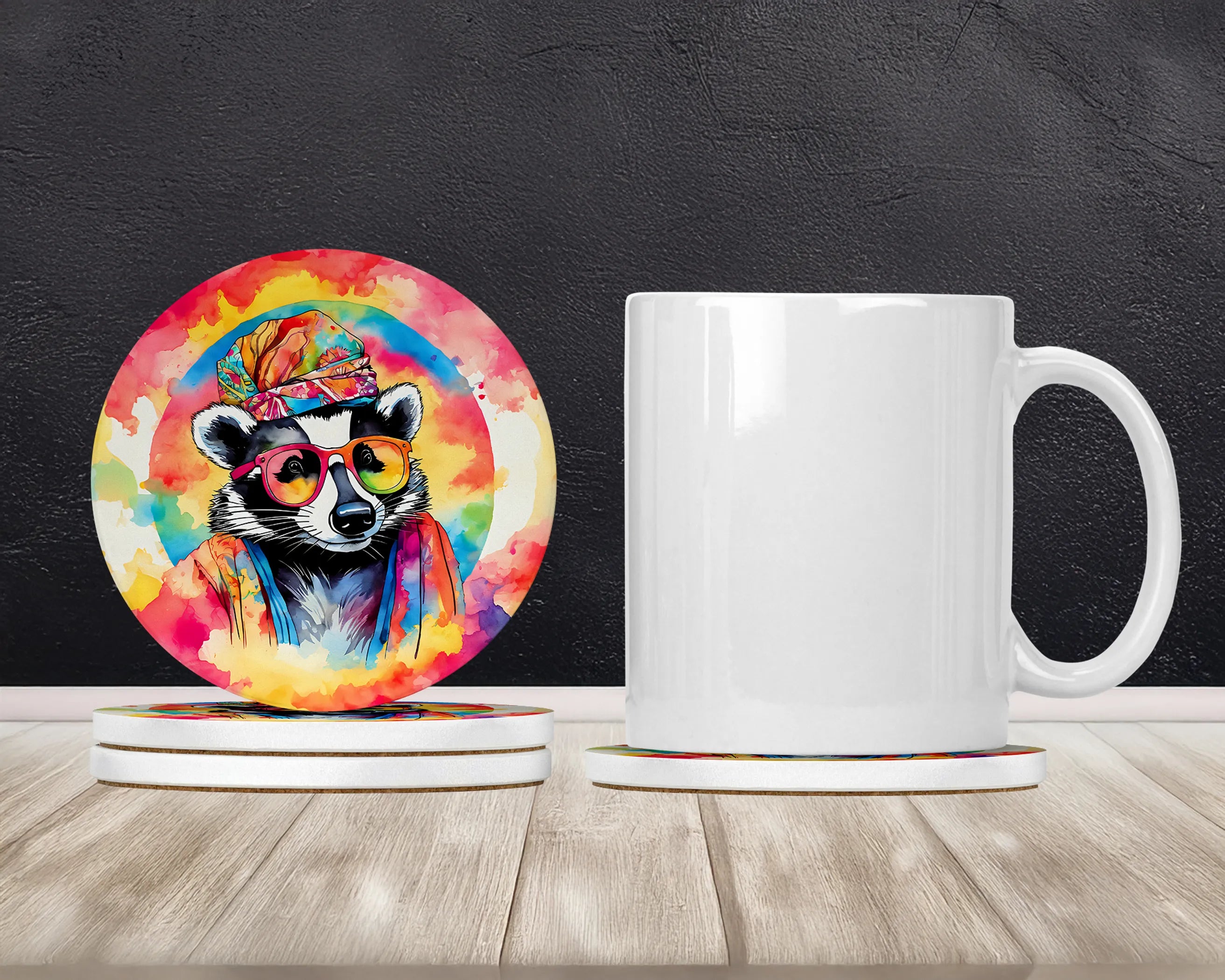 Hippie Animals Large Sandstone Coasters