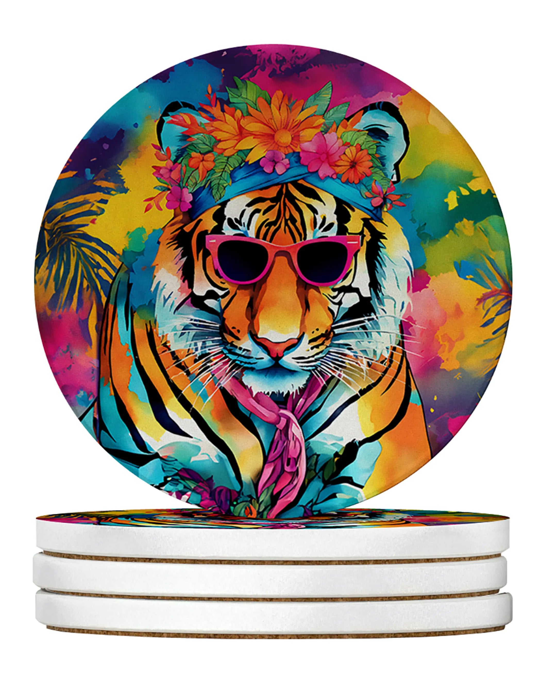 Hippie Animals Large Sandstone Coasters
