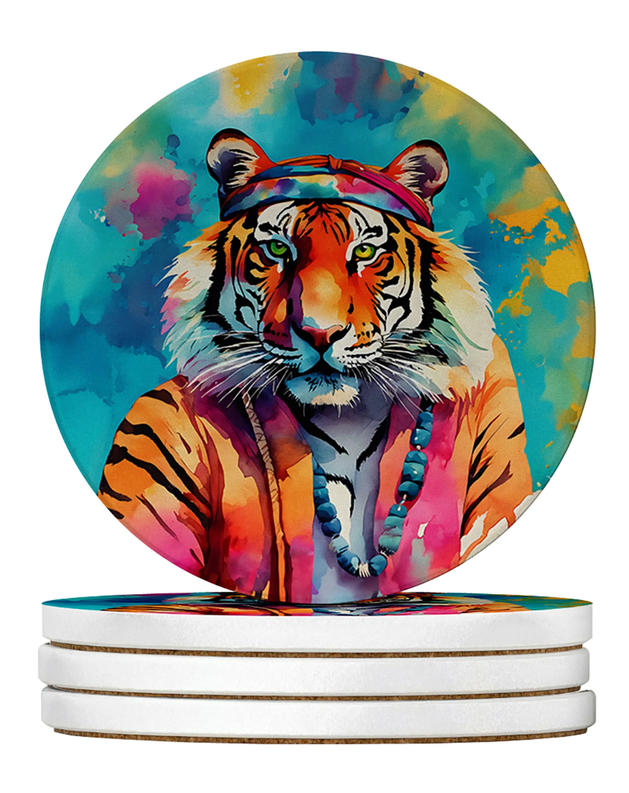 Hippie Animals Large Sandstone Coasters