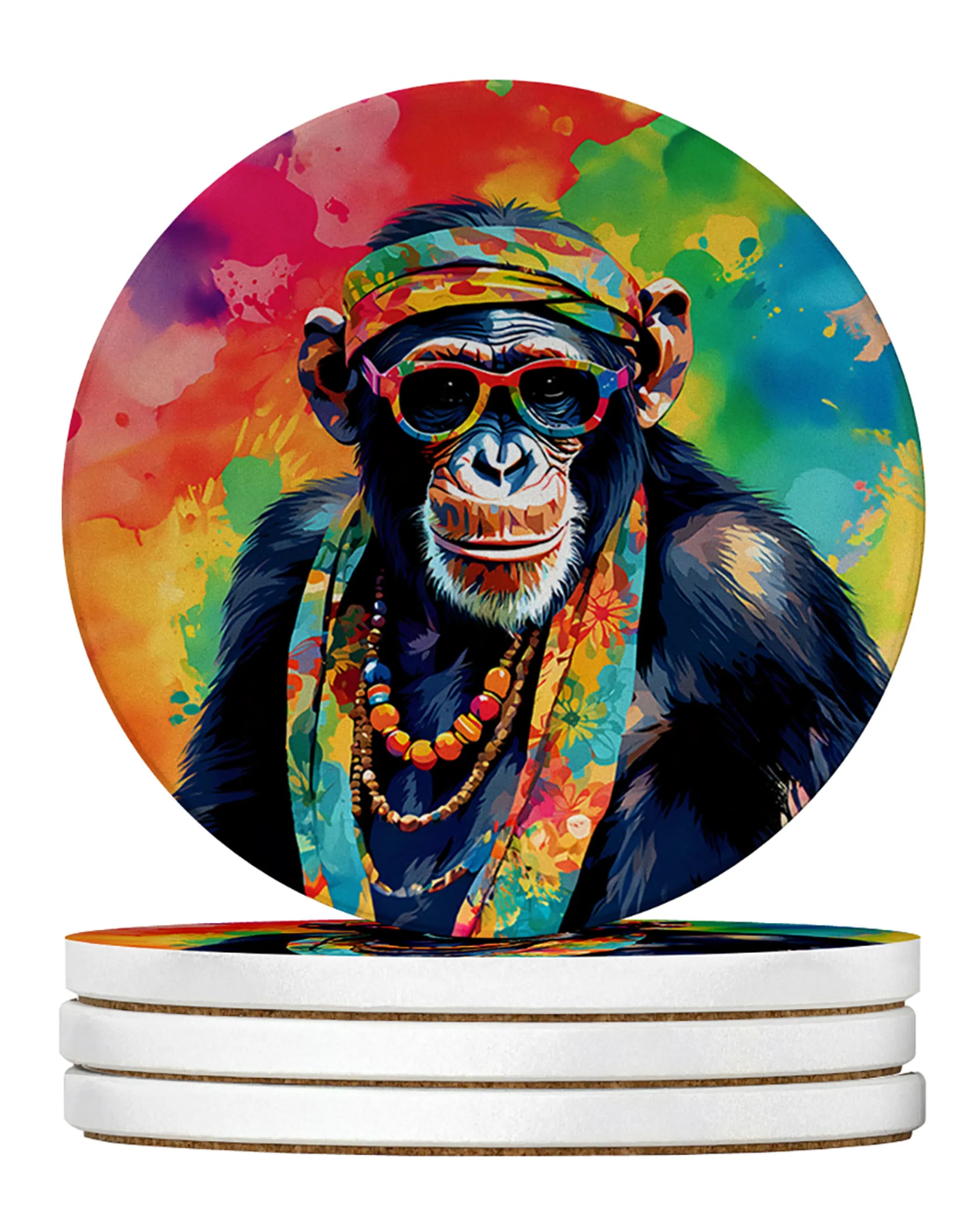 Hippie Animals Large Sandstone Coasters