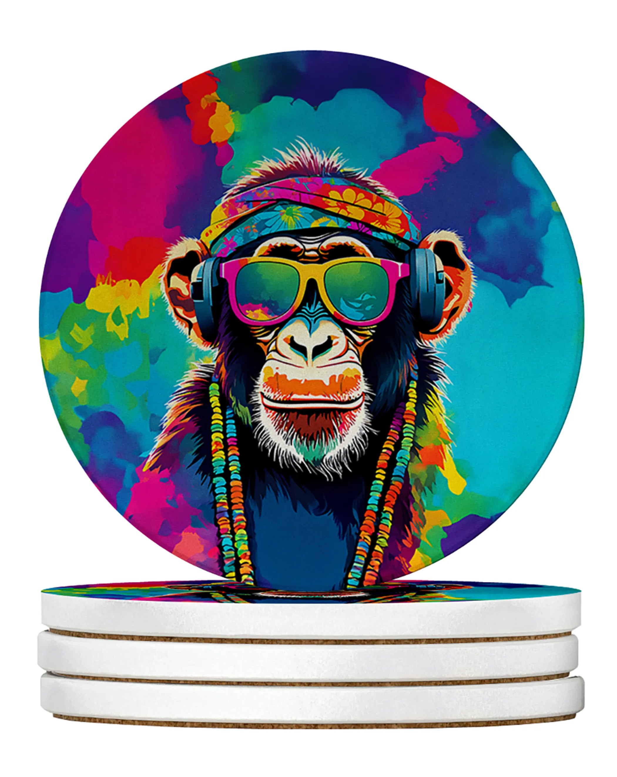 Hippie Animals Large Sandstone Coasters