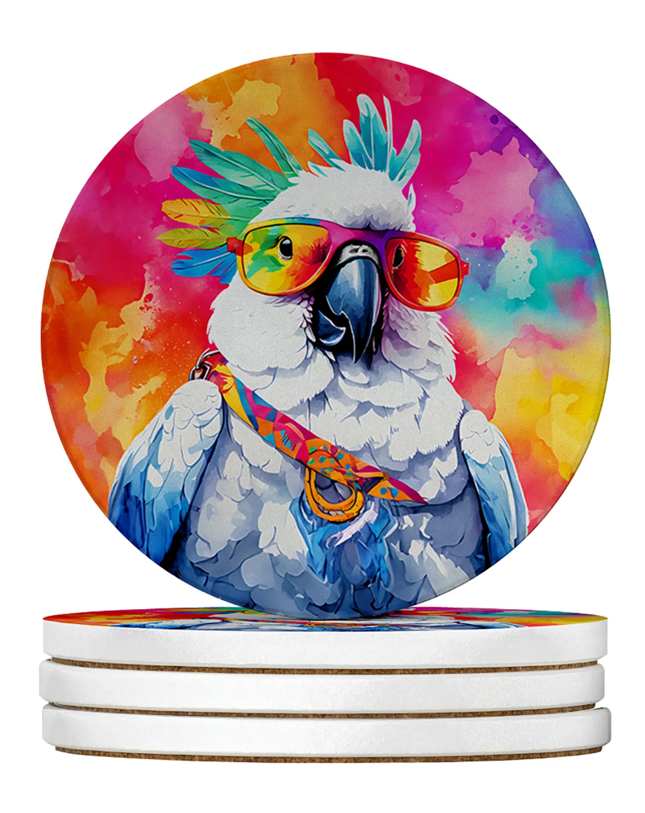 Hippie Animals Large Sandstone Coasters