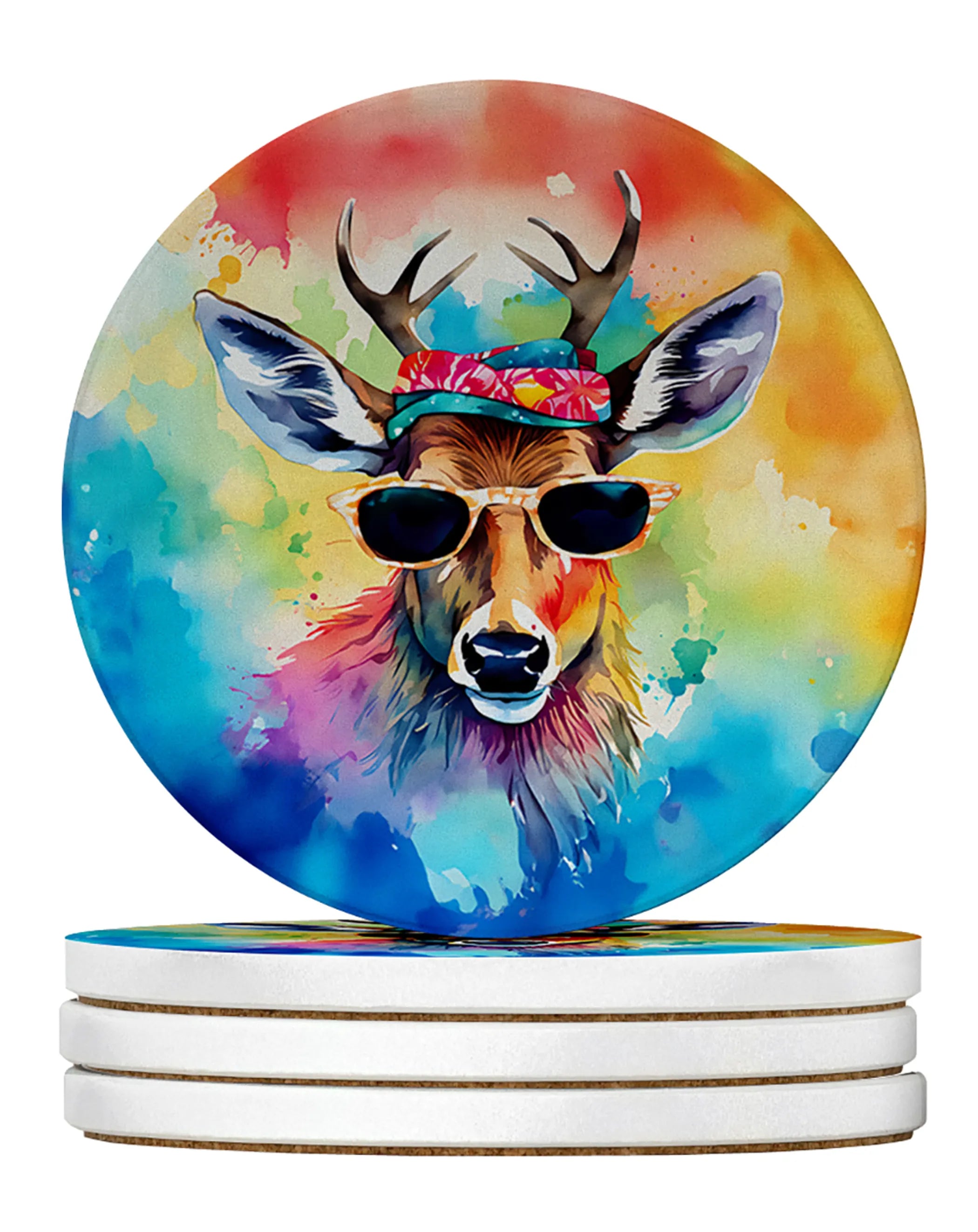 Hippie Animals Large Sandstone Coasters