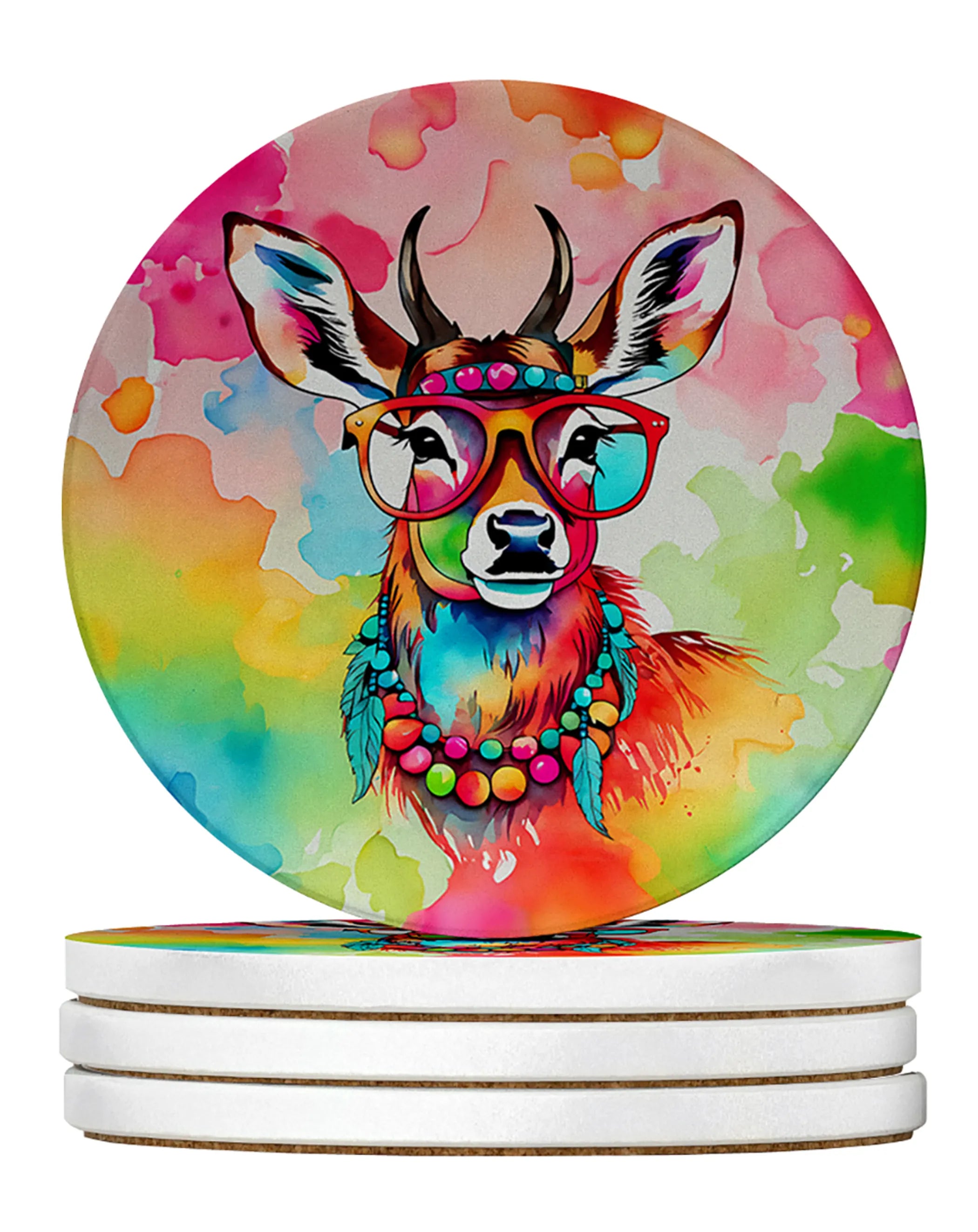 Hippie Animals Large Sandstone Coasters
