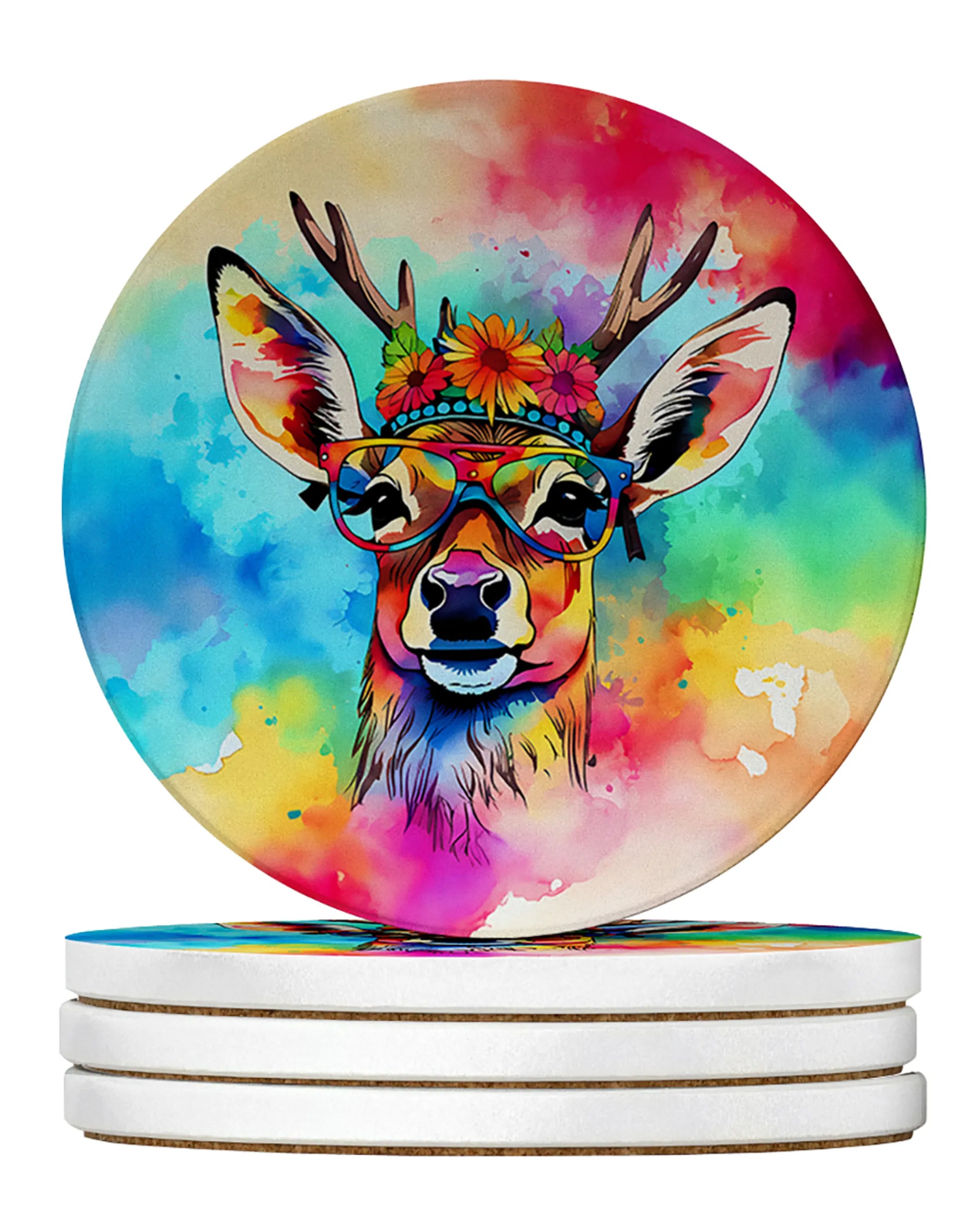 Hippie Animals Large Sandstone Coasters