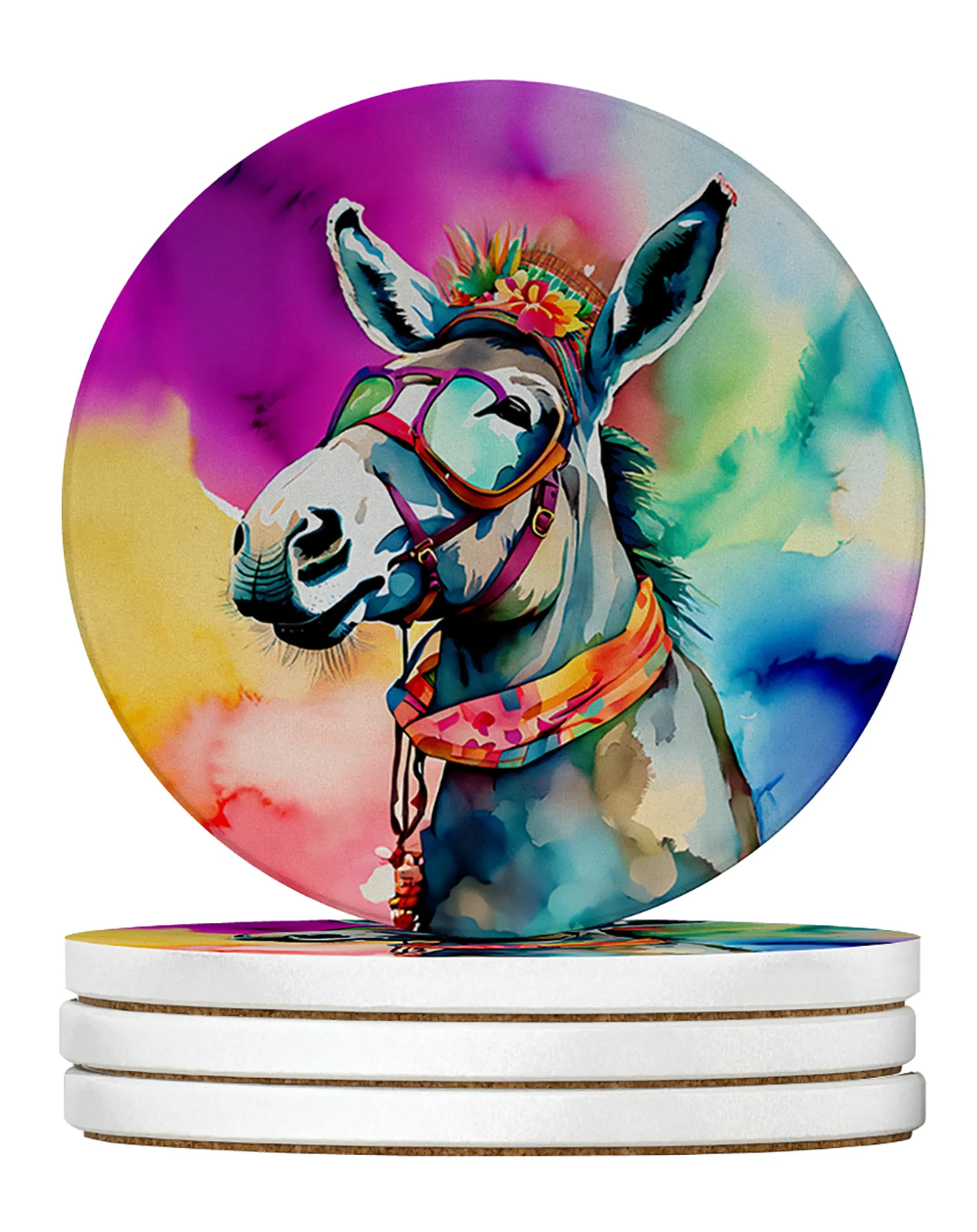 Hippie Animals Large Sandstone Coasters