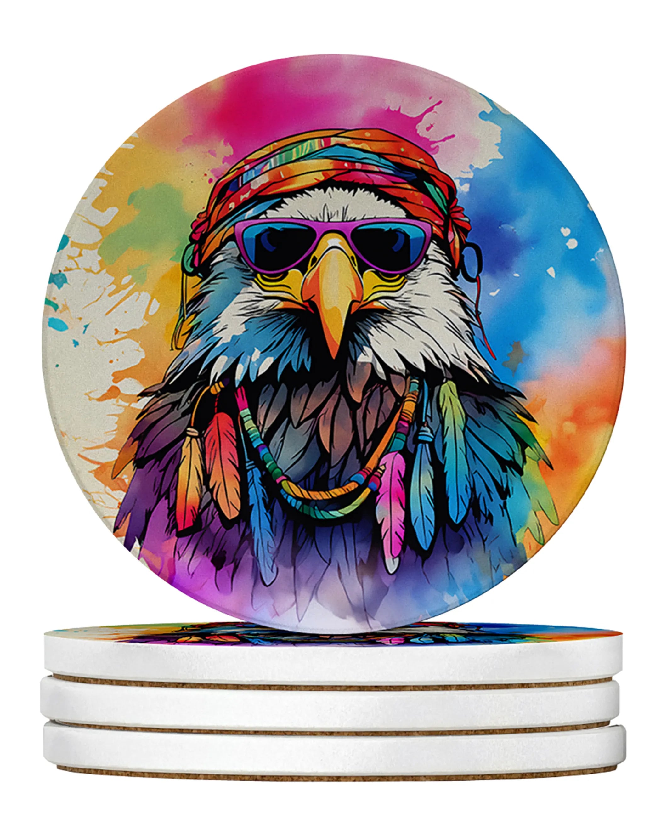 Hippie Animals Large Sandstone Coasters