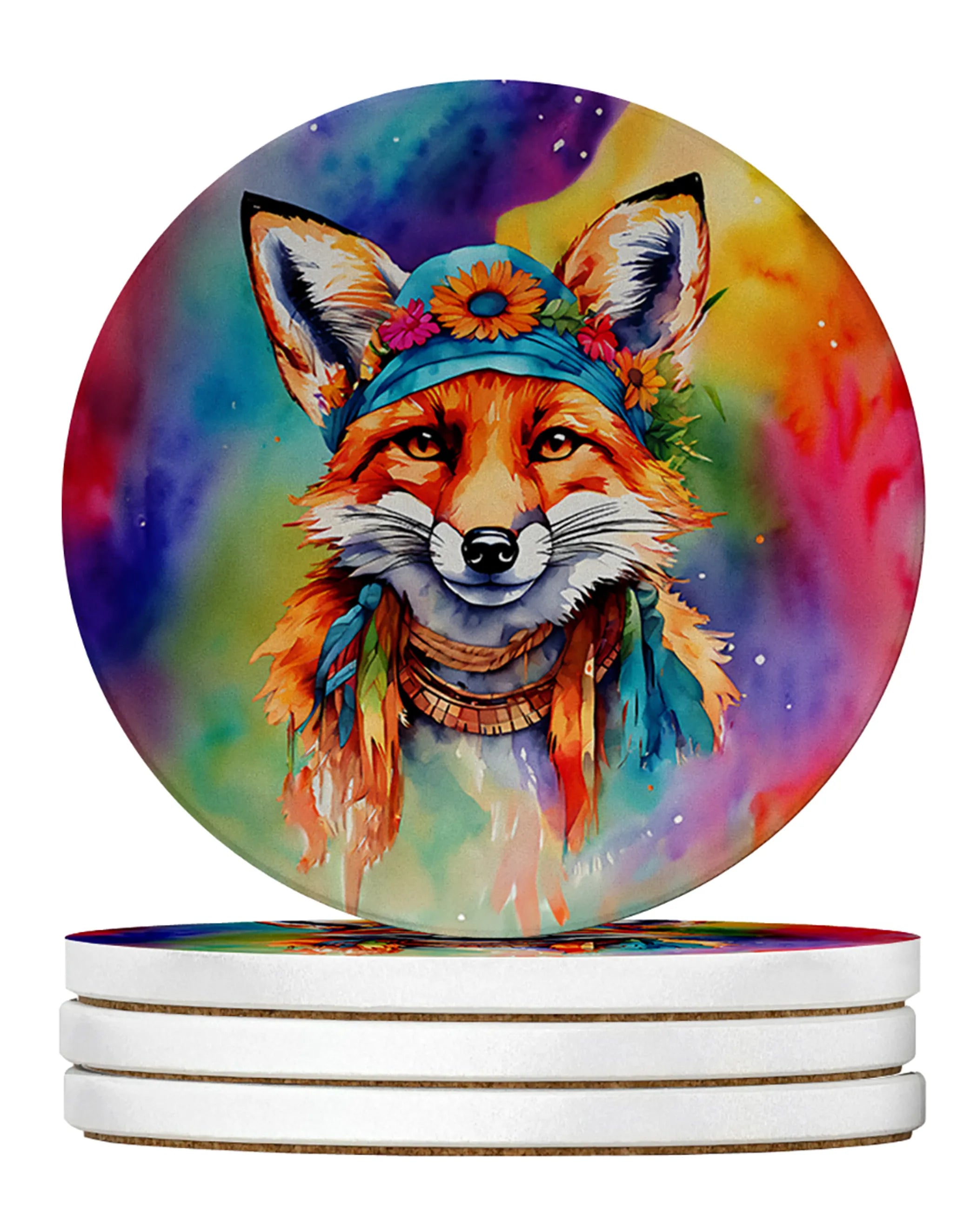 Hippie Animals Large Sandstone Coasters