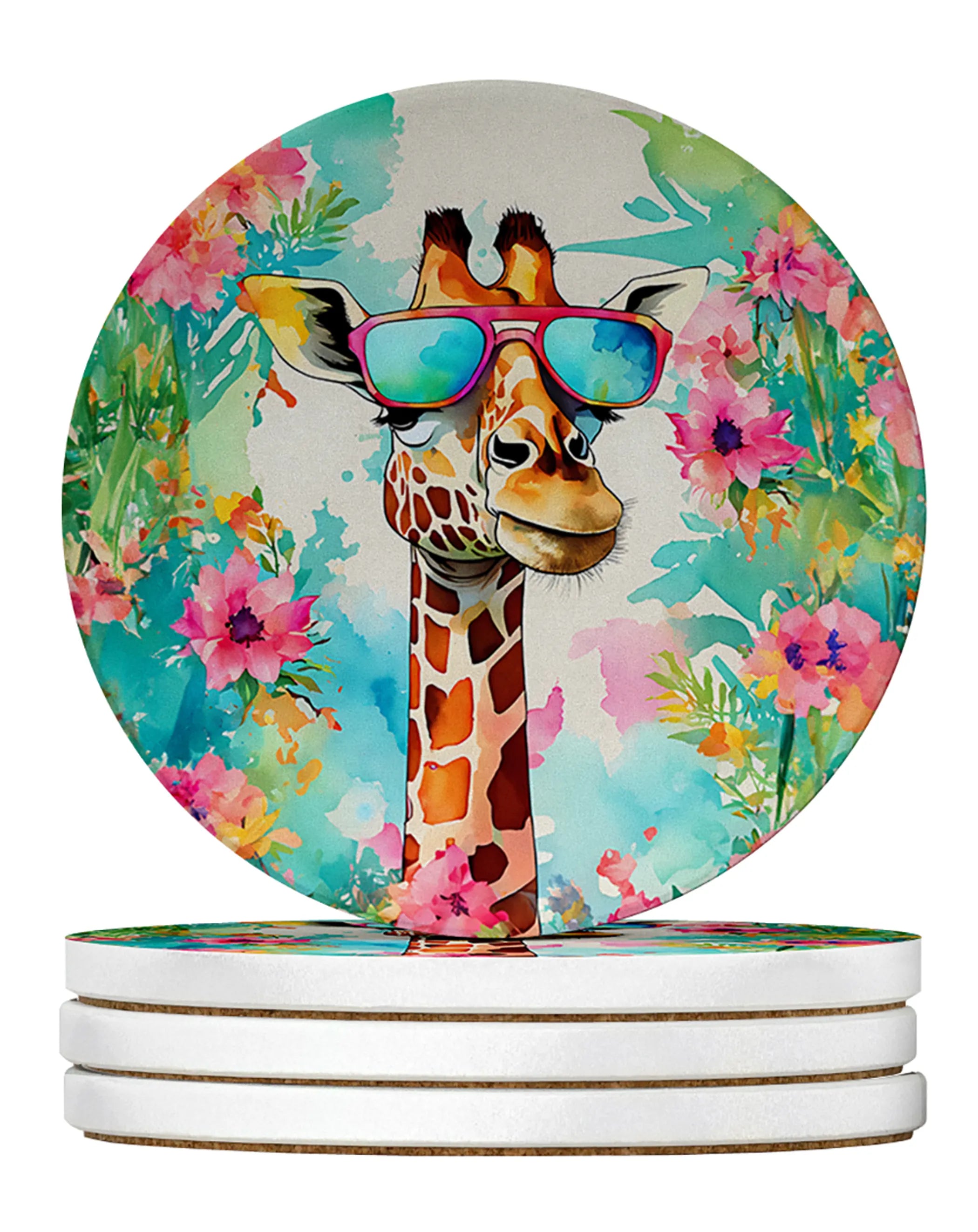 Hippie Animals Large Sandstone Coasters