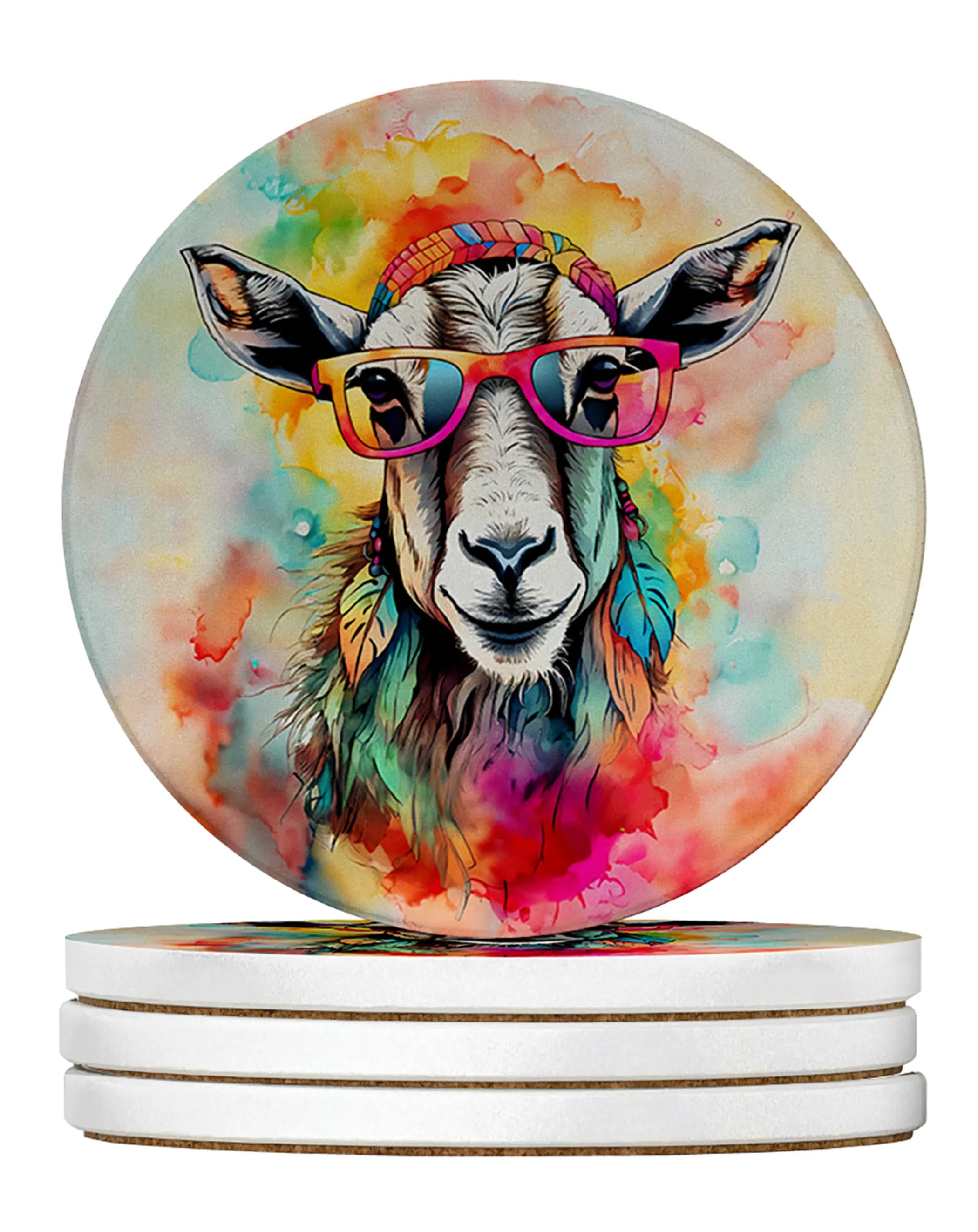 Hippie Animals Large Sandstone Coasters
