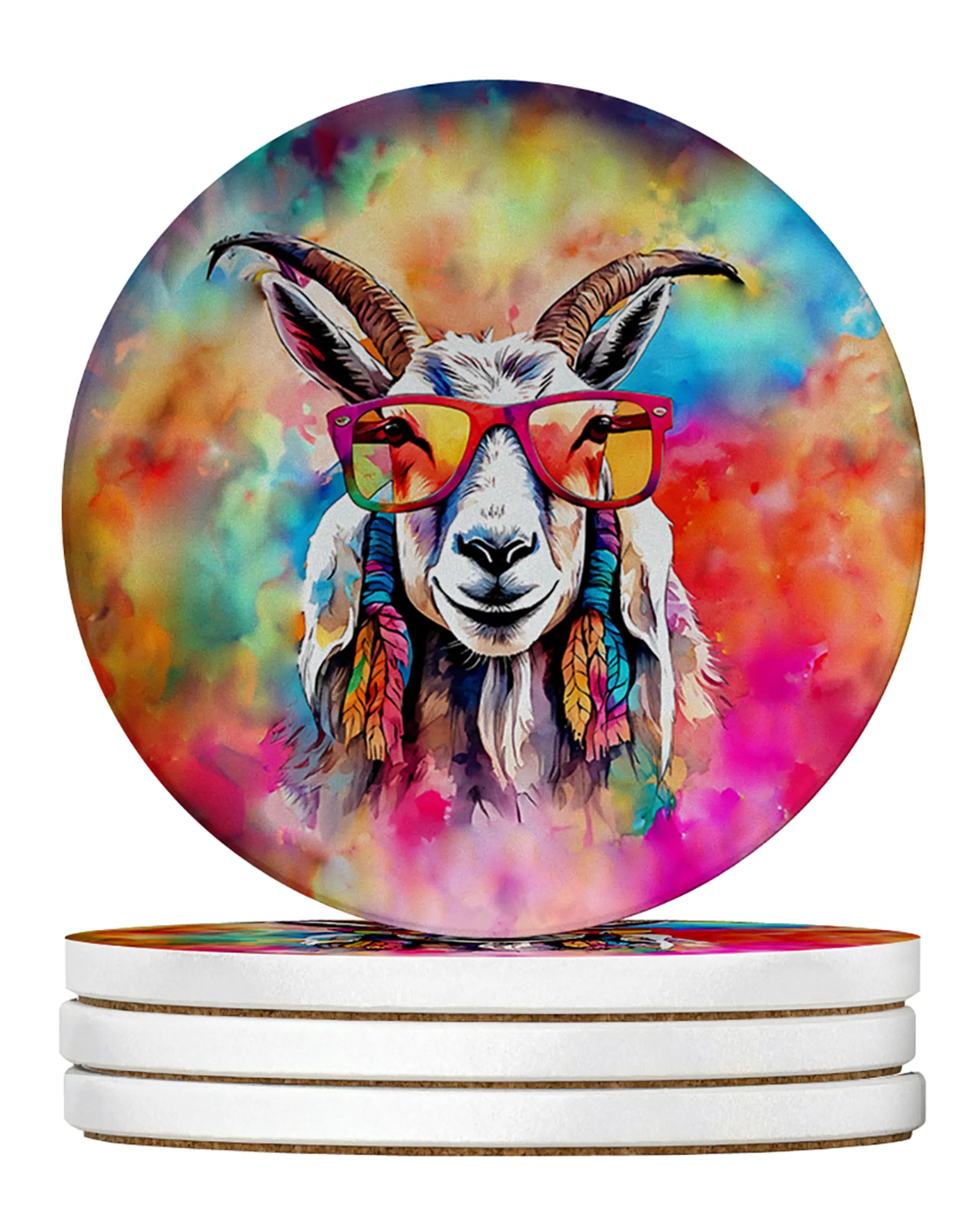 Hippie Animals Large Sandstone Coasters