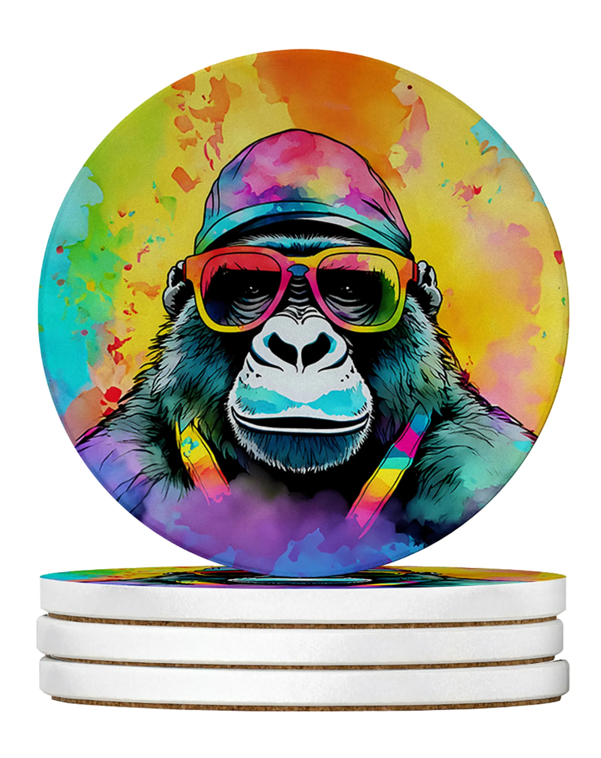 Hippie Animals Large Sandstone Coasters