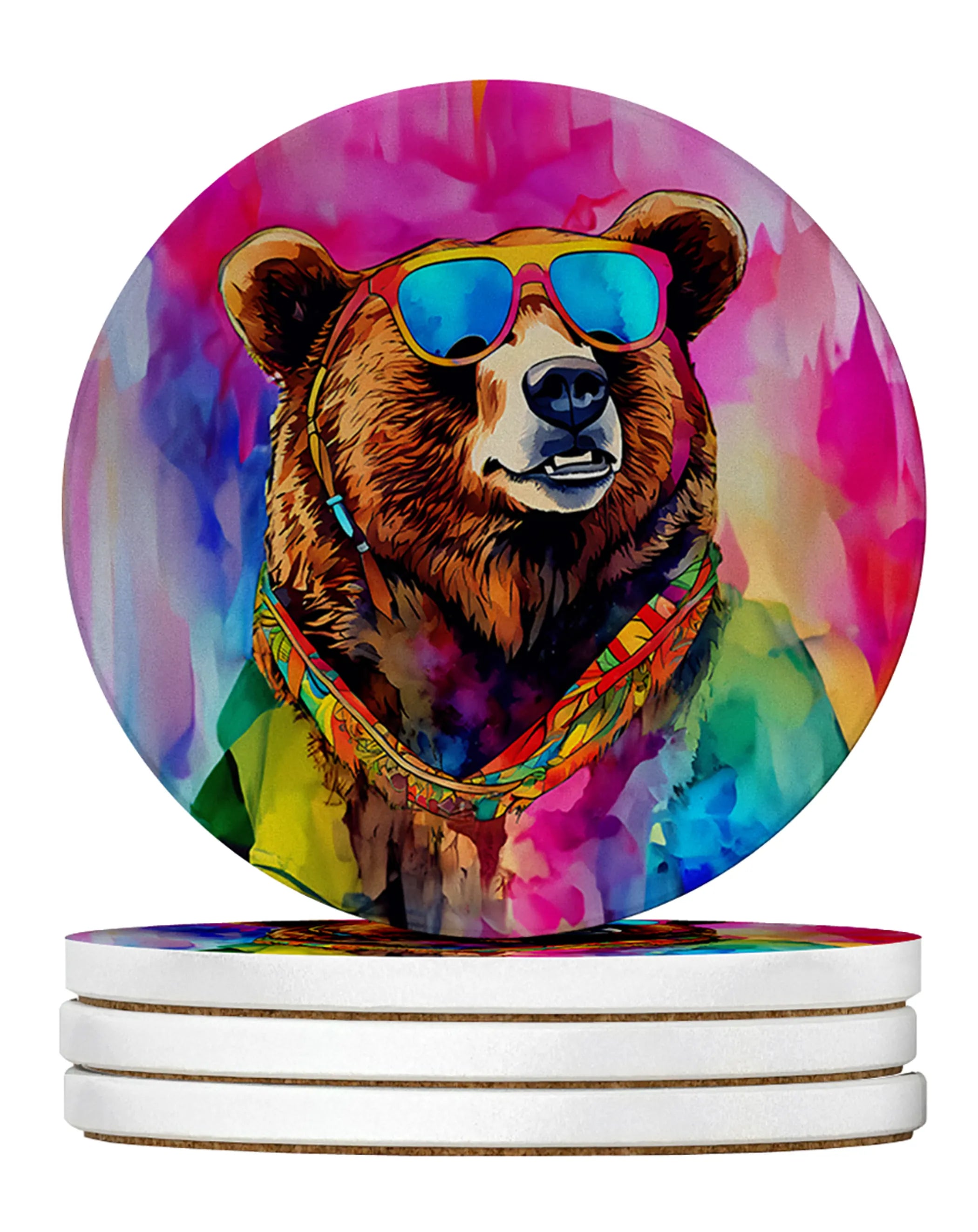 Hippie Animals Large Sandstone Coasters