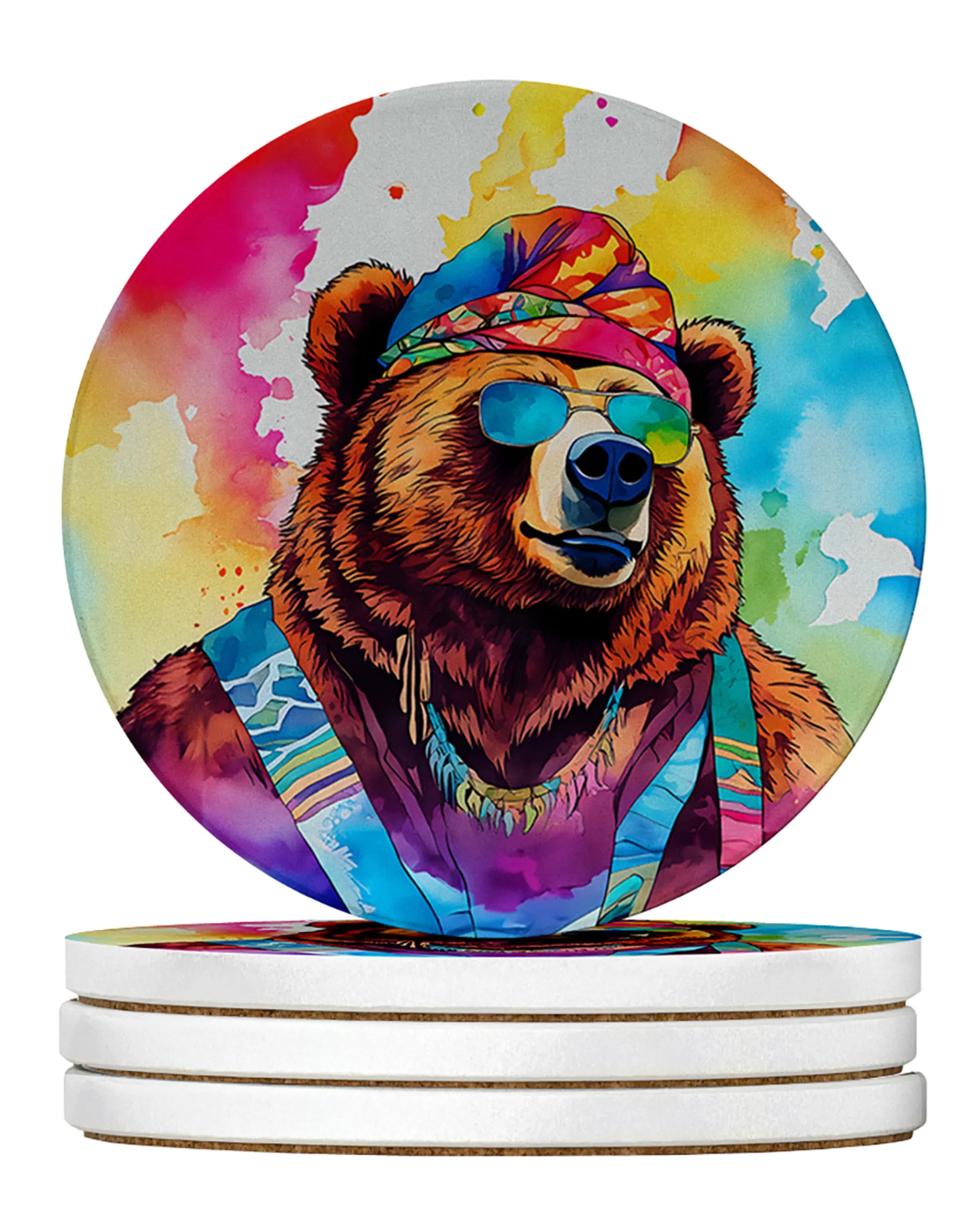 Hippie Animals Large Sandstone Coasters