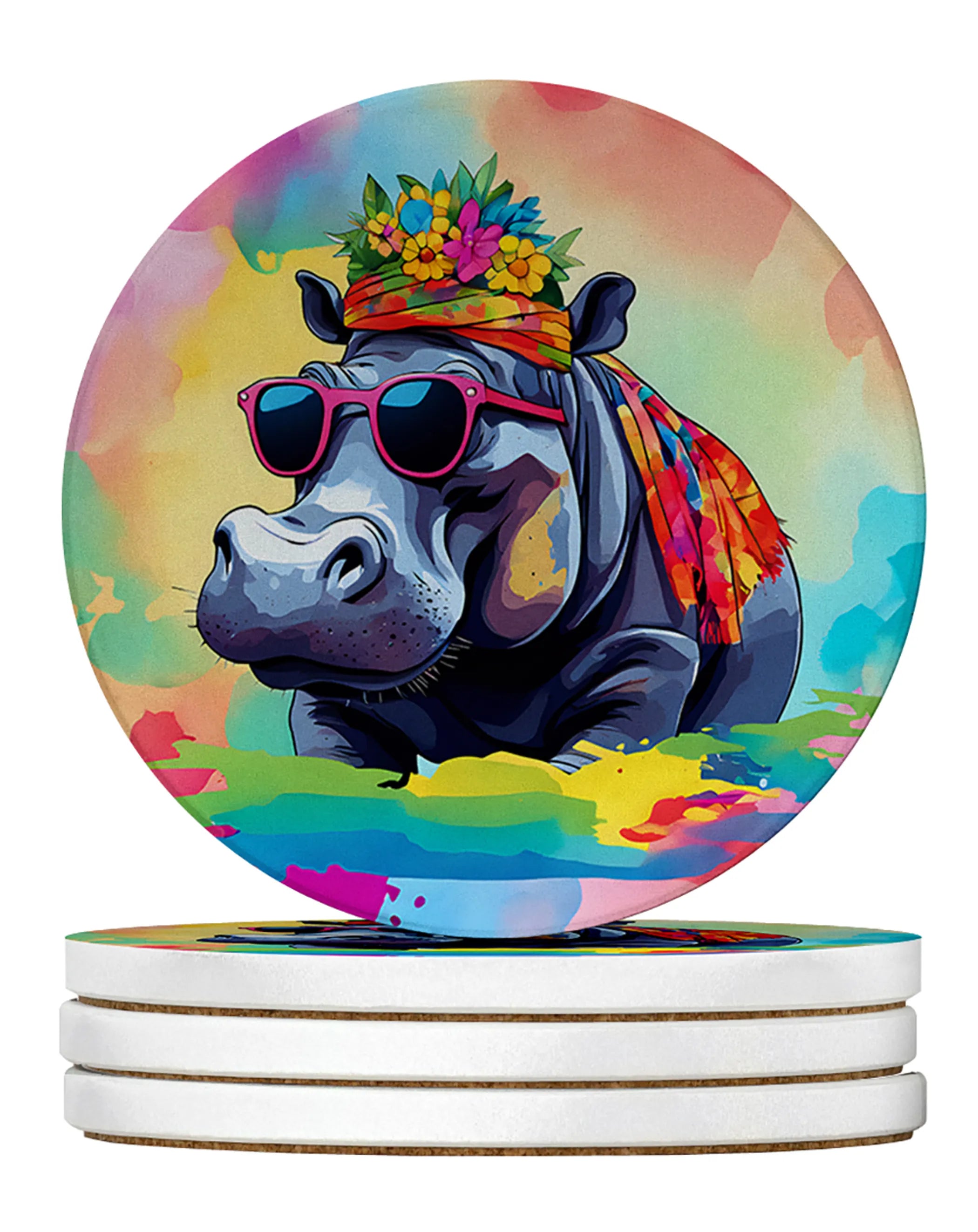 Hippie Animals Large Sandstone Coasters