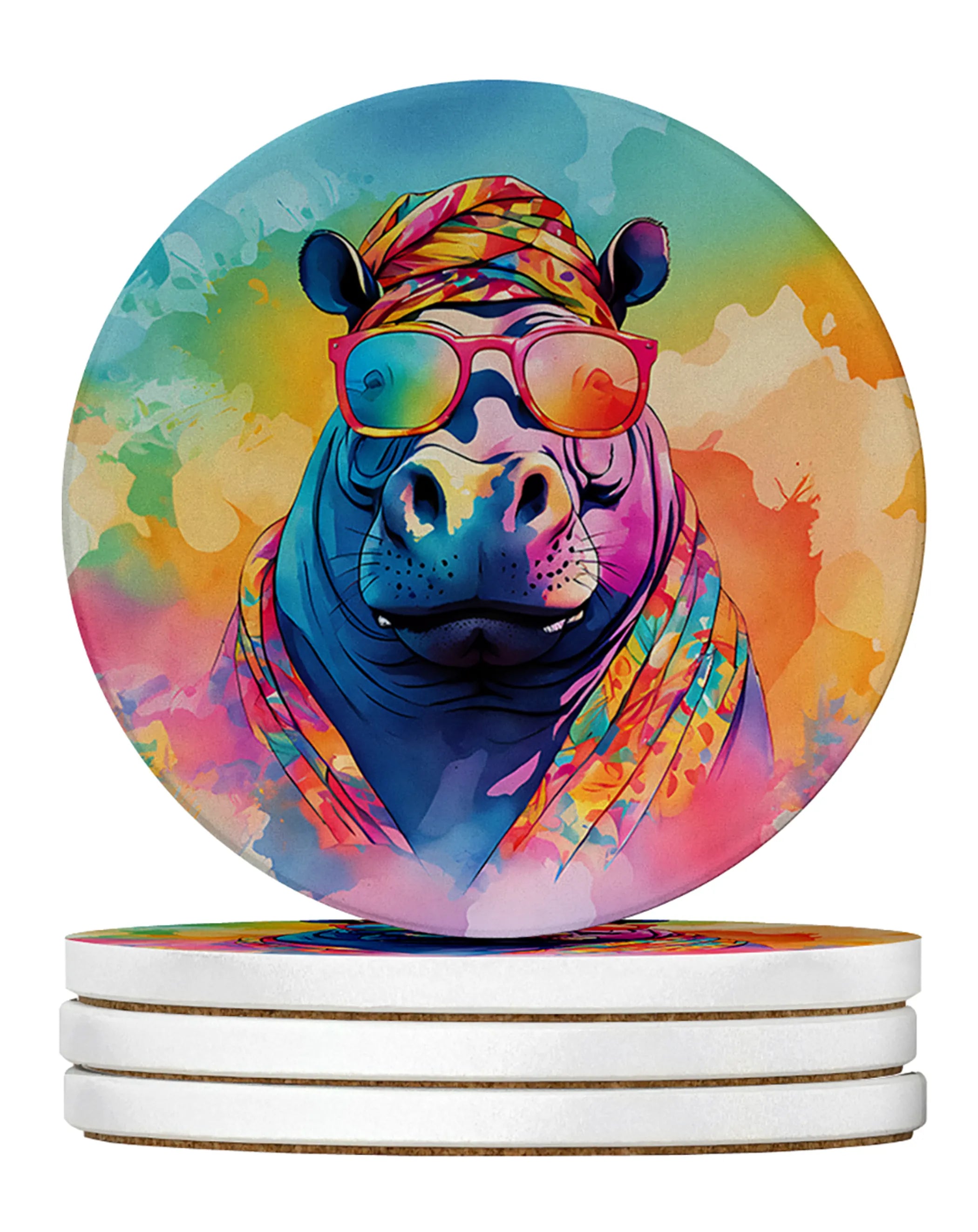 Hippie Animals Large Sandstone Coasters