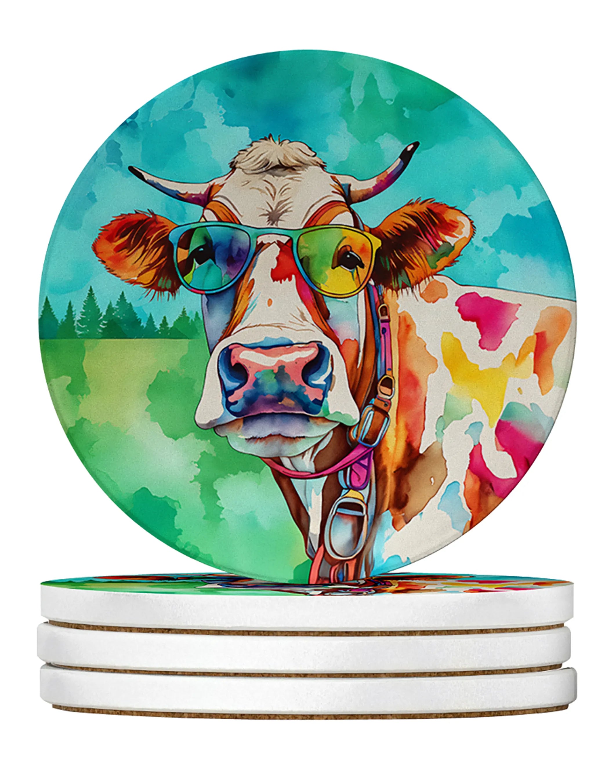 Hippie Animals Large Sandstone Coasters